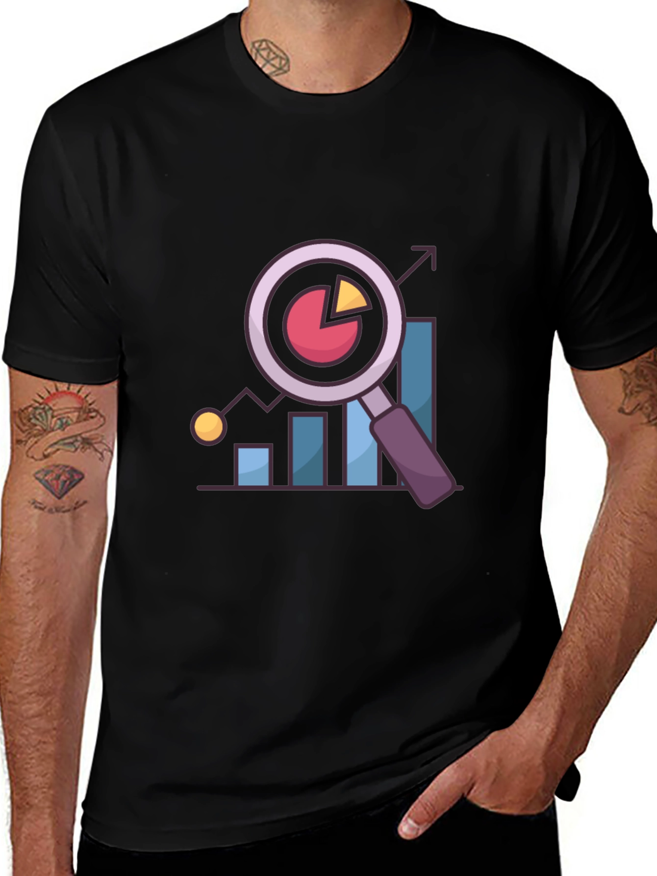 Data Analysis T-Shirt - Chart and Magnifier Design