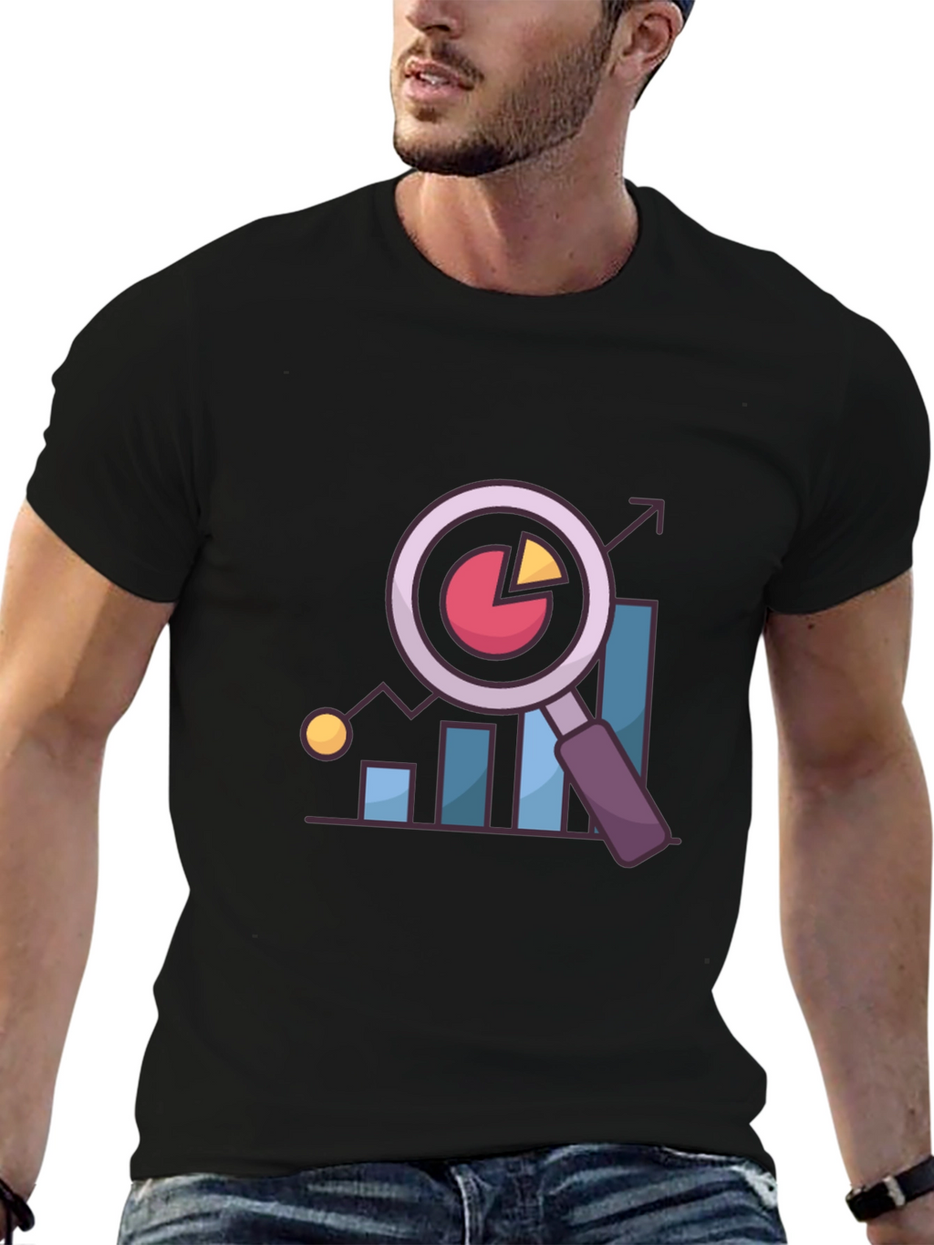 Data Analysis T-Shirt - Chart and Magnifier Design