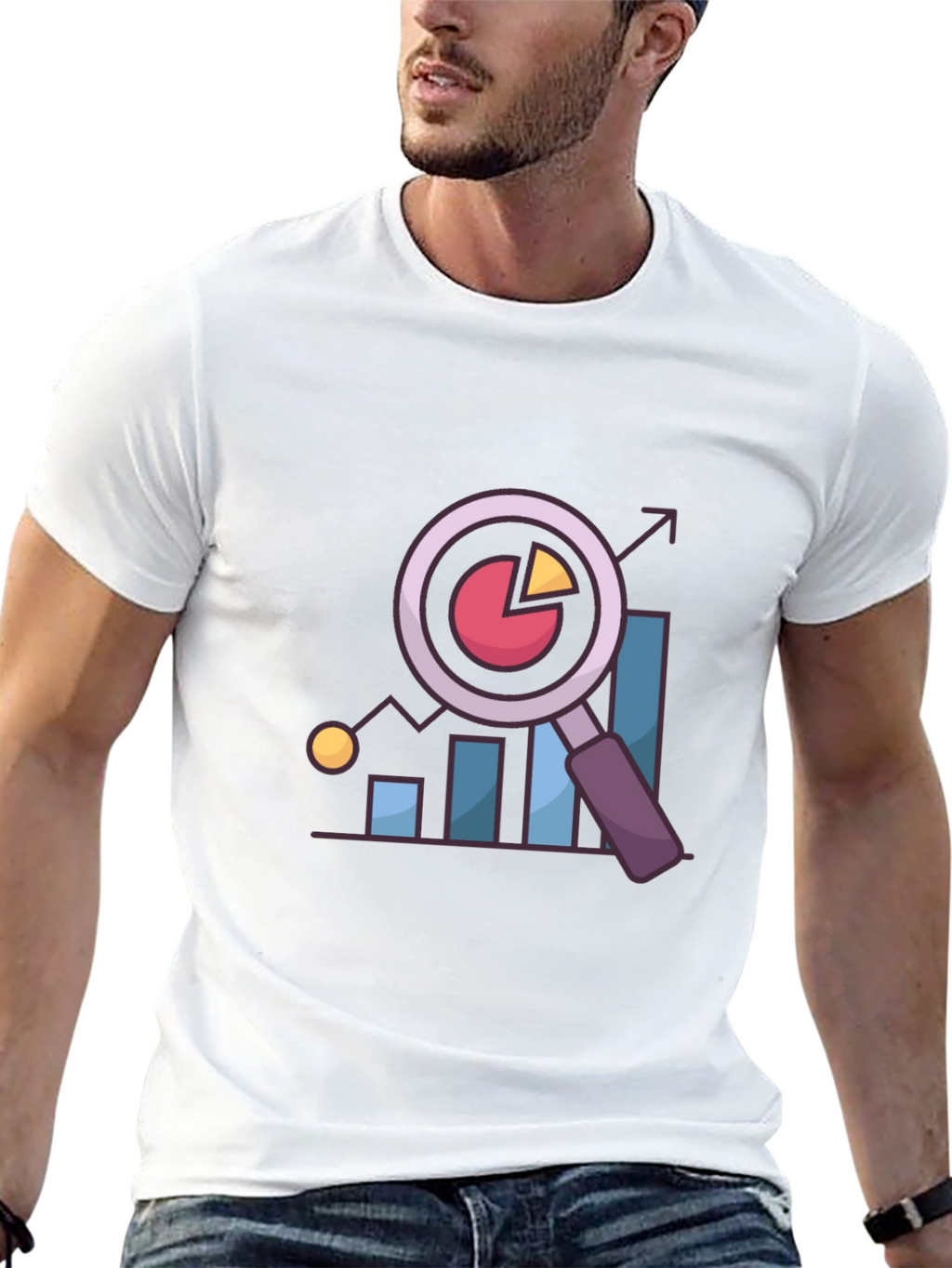 Data Analysis T-Shirt - Chart and Magnifier Design