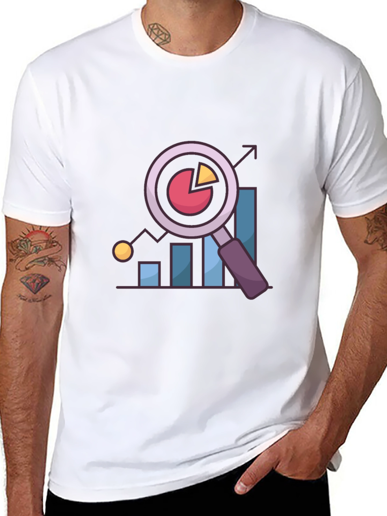Data Analysis T-Shirt - Chart and Magnifier Design