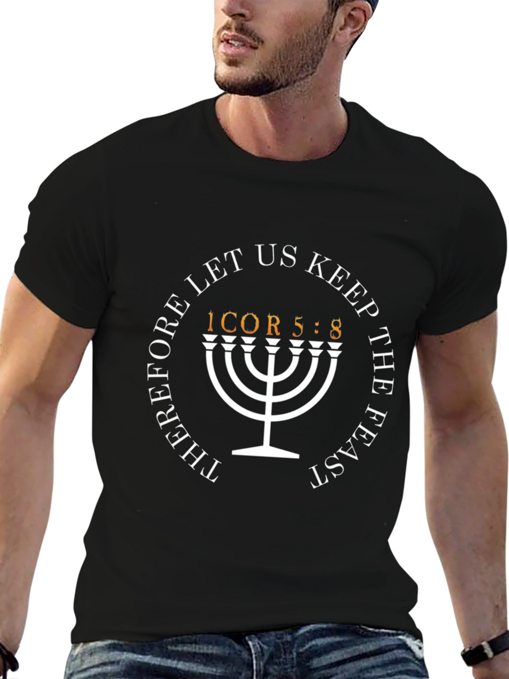 Christian Menorah Graphic T-Shirt