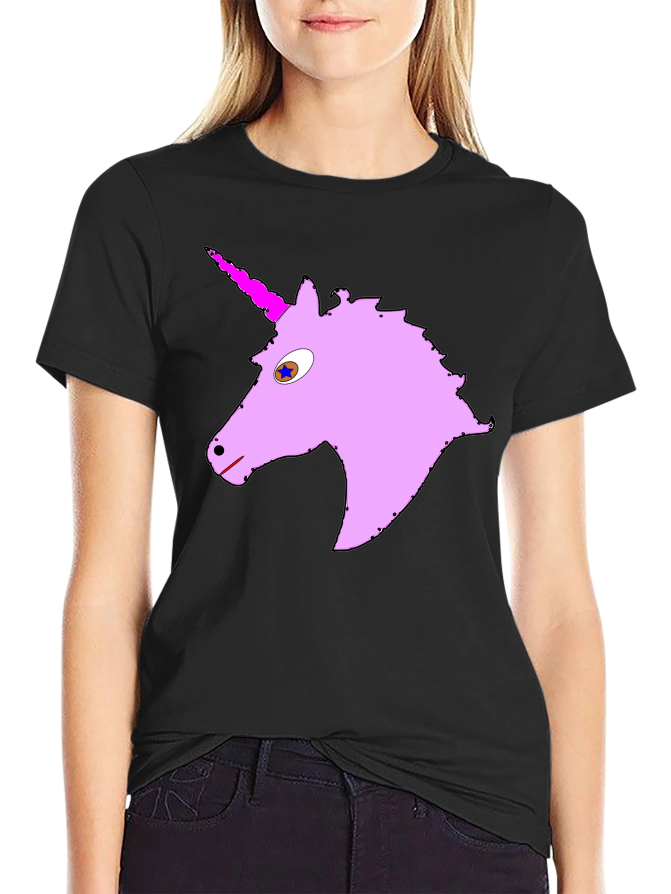 Unicorn Graphic Tee - Black Cotton Blend