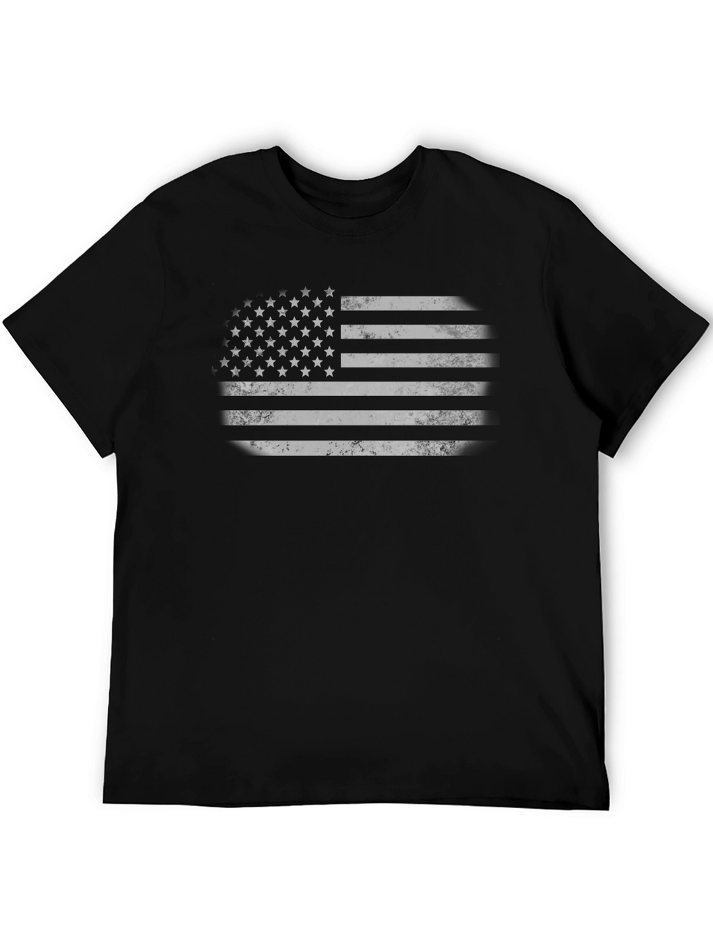 Distressed American Flag Graphic Tee - Black