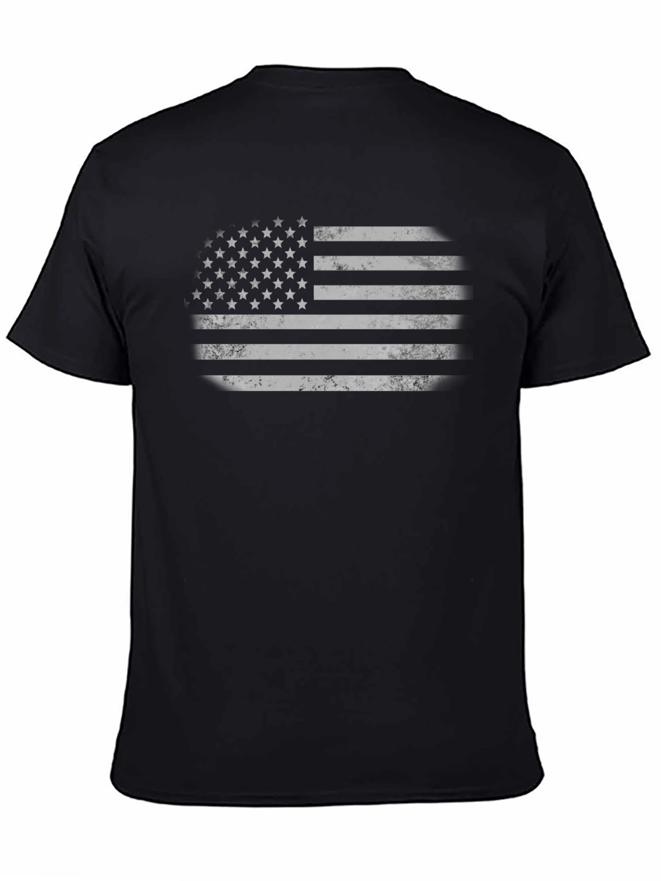 Distressed American Flag Graphic Tee - Black
