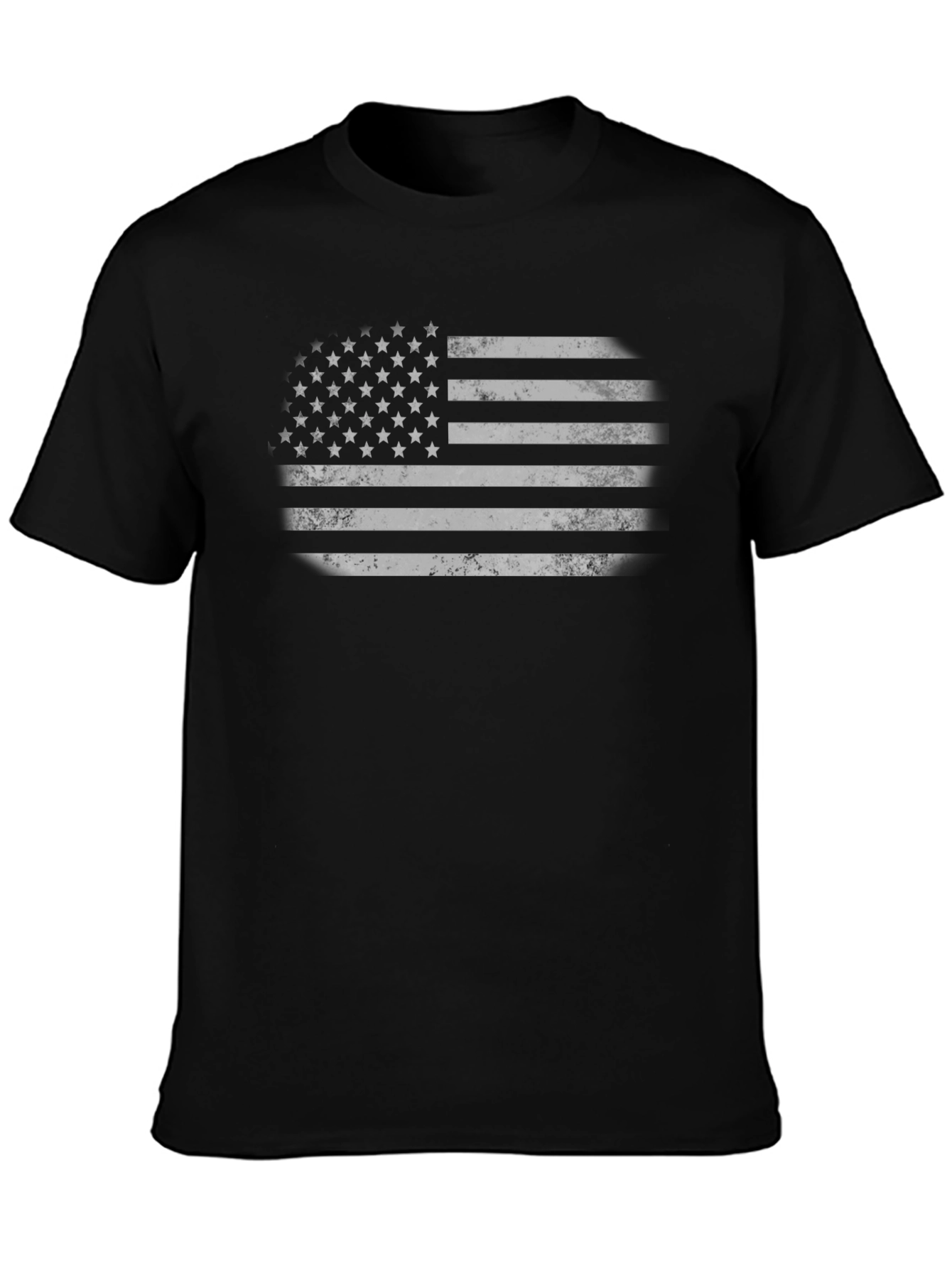 Distressed American Flag Graphic Tee - Black
