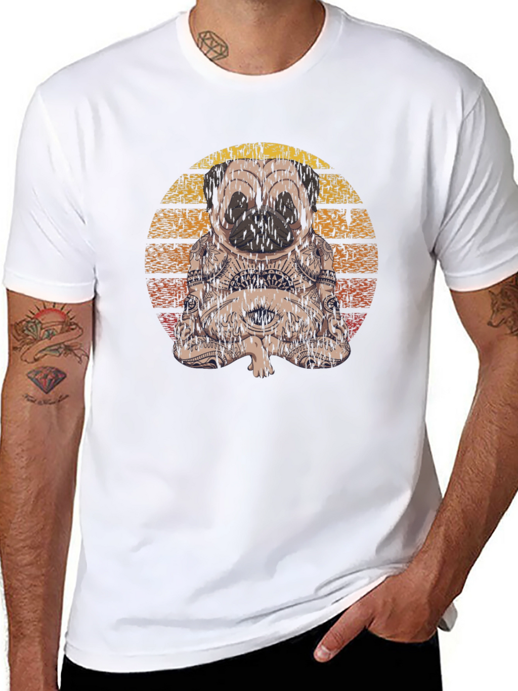 Meditating Pug T-Shirt - Black