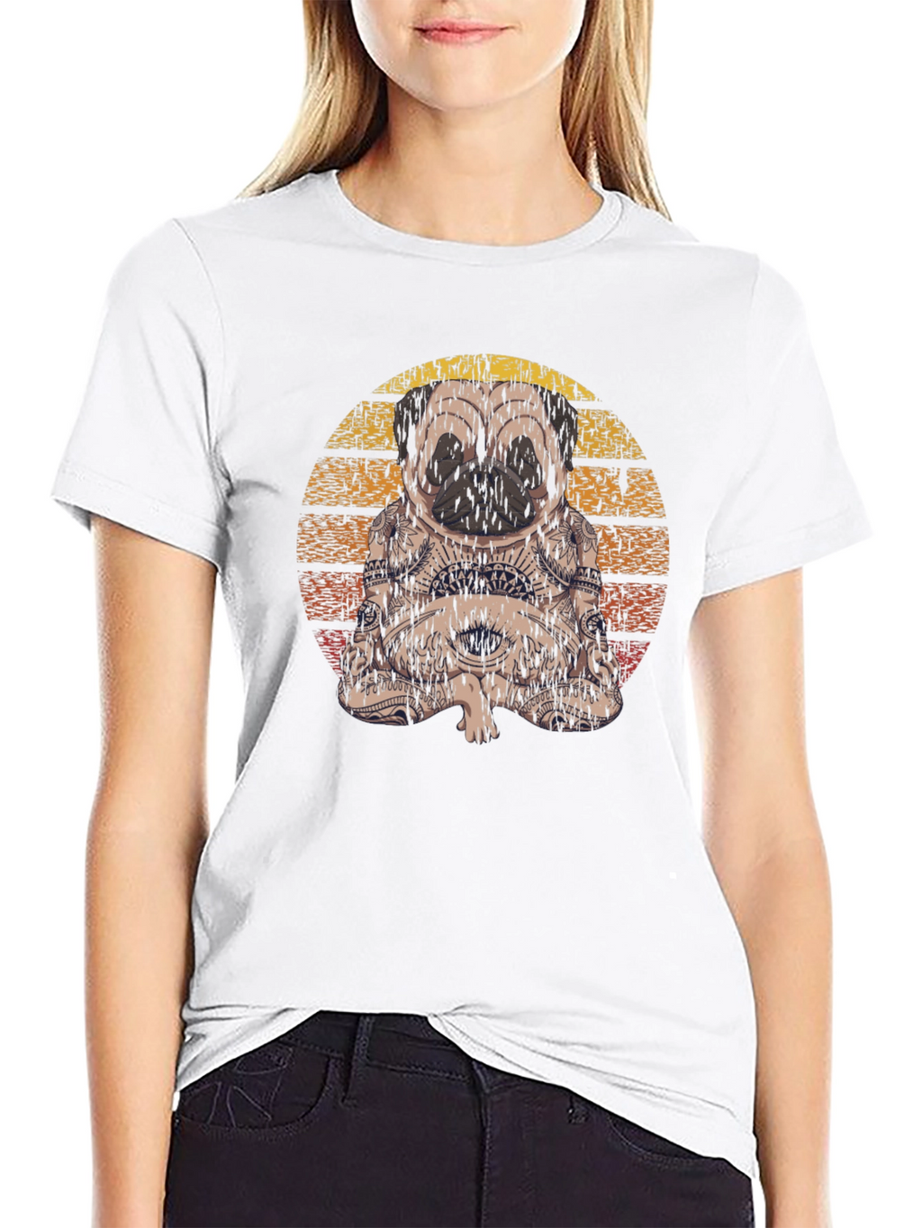 Meditating Pug T-Shirt - Black