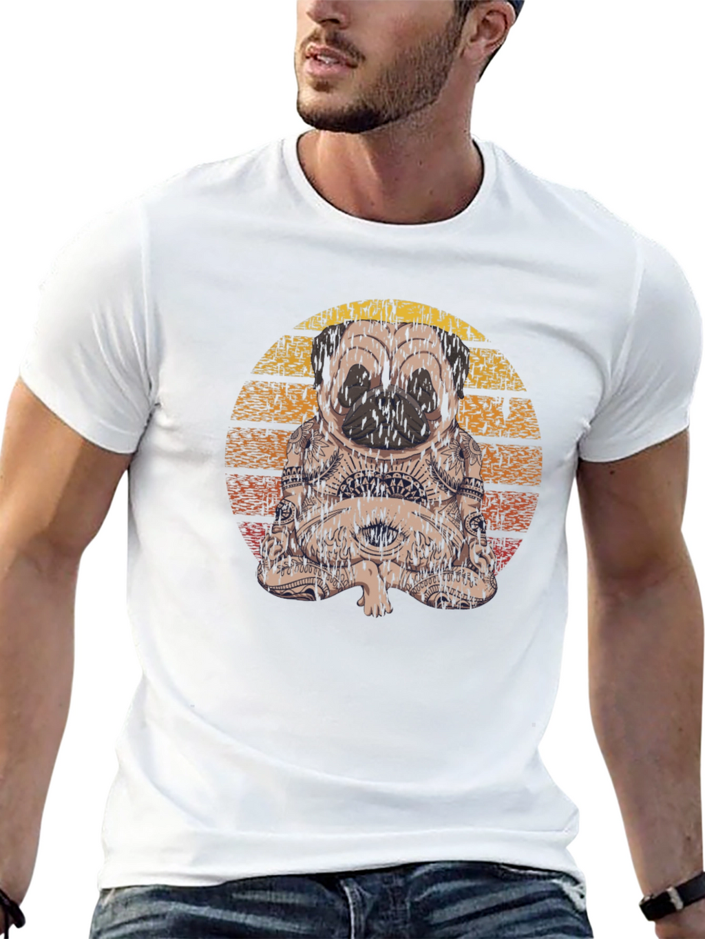 Meditating Pug T-Shirt - Black