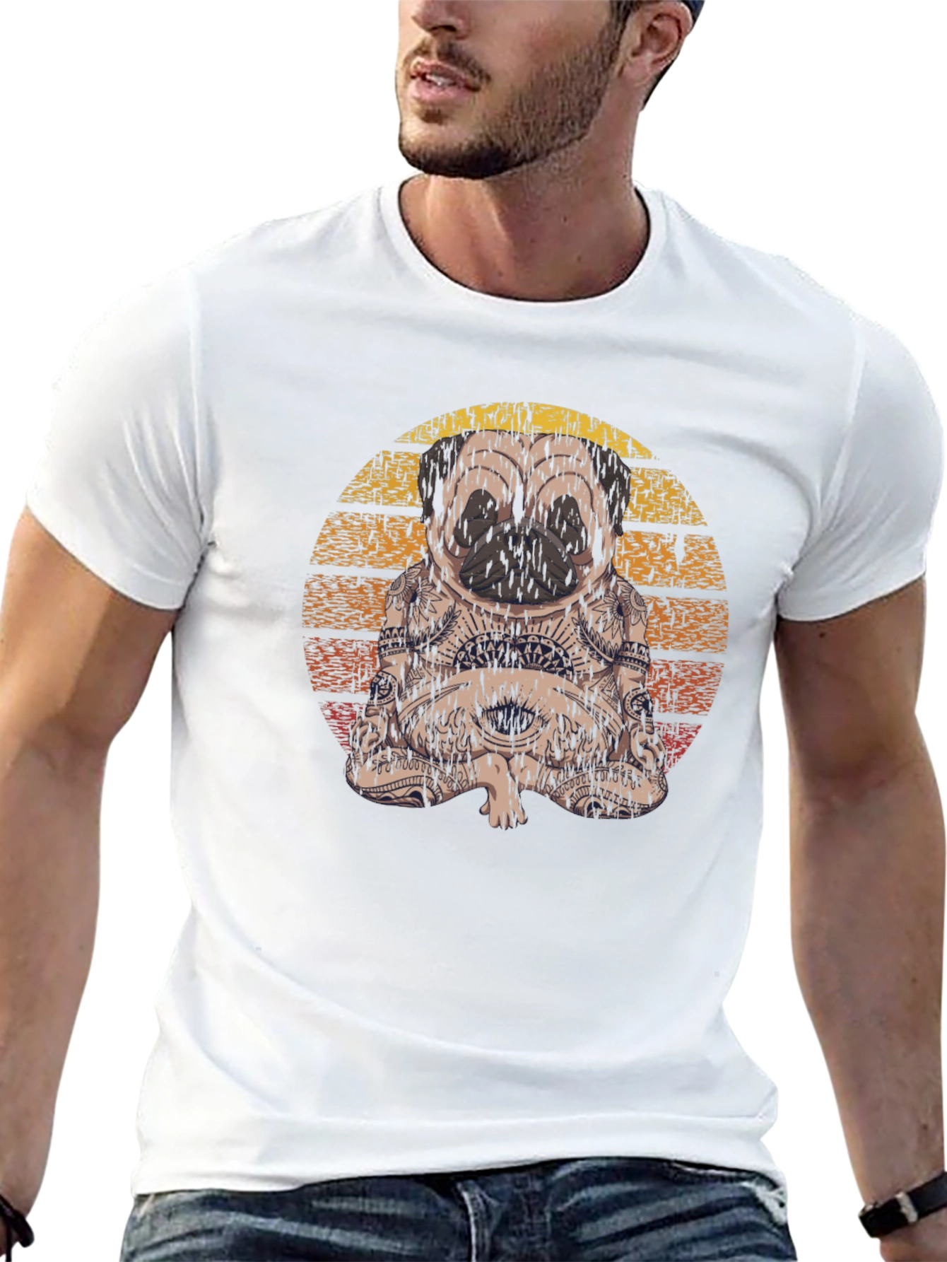 Meditating Pug T-Shirt - Black