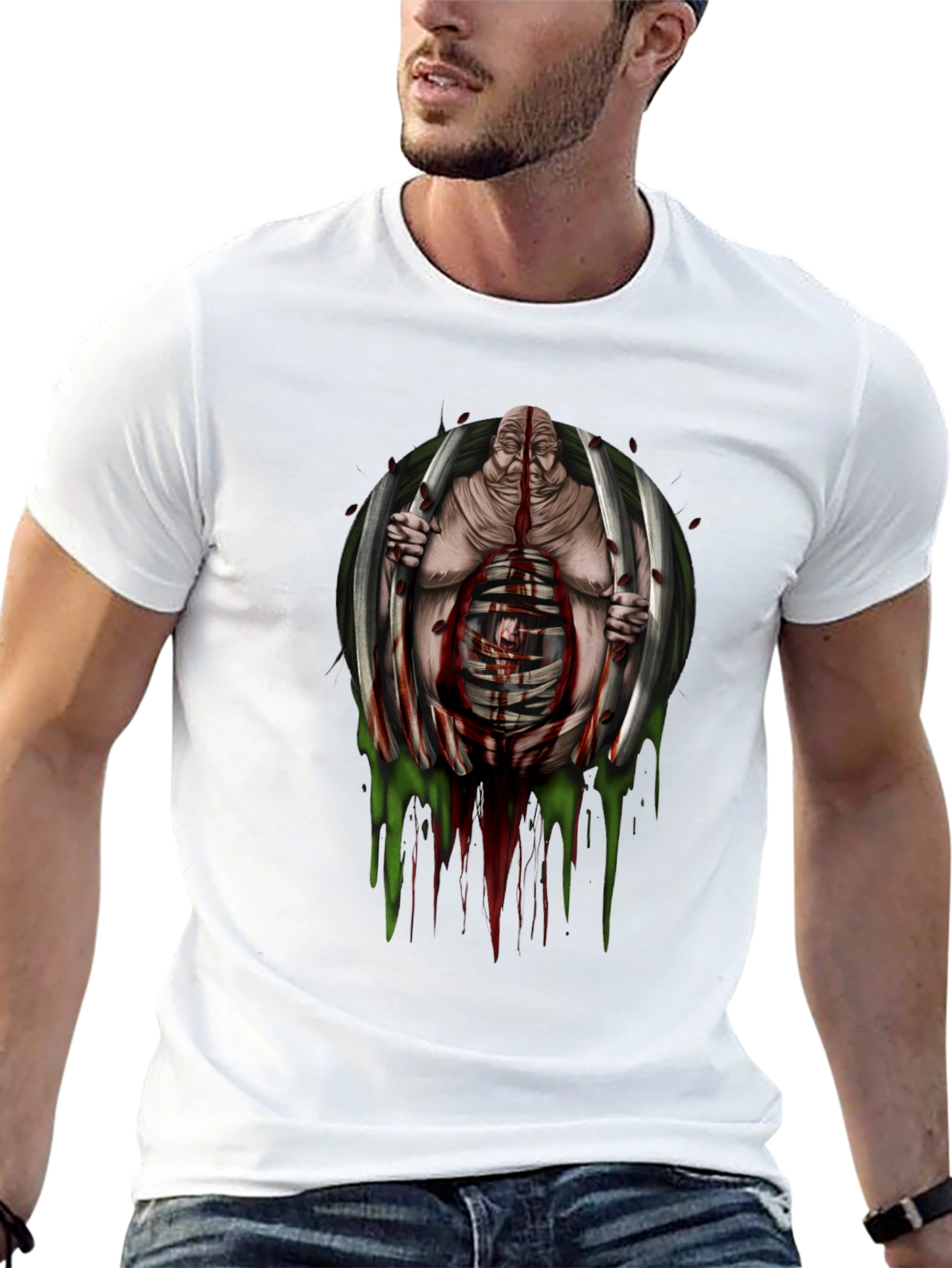 Gothic Horror T-Shirt - Caged Monstrosity Graphic Tee