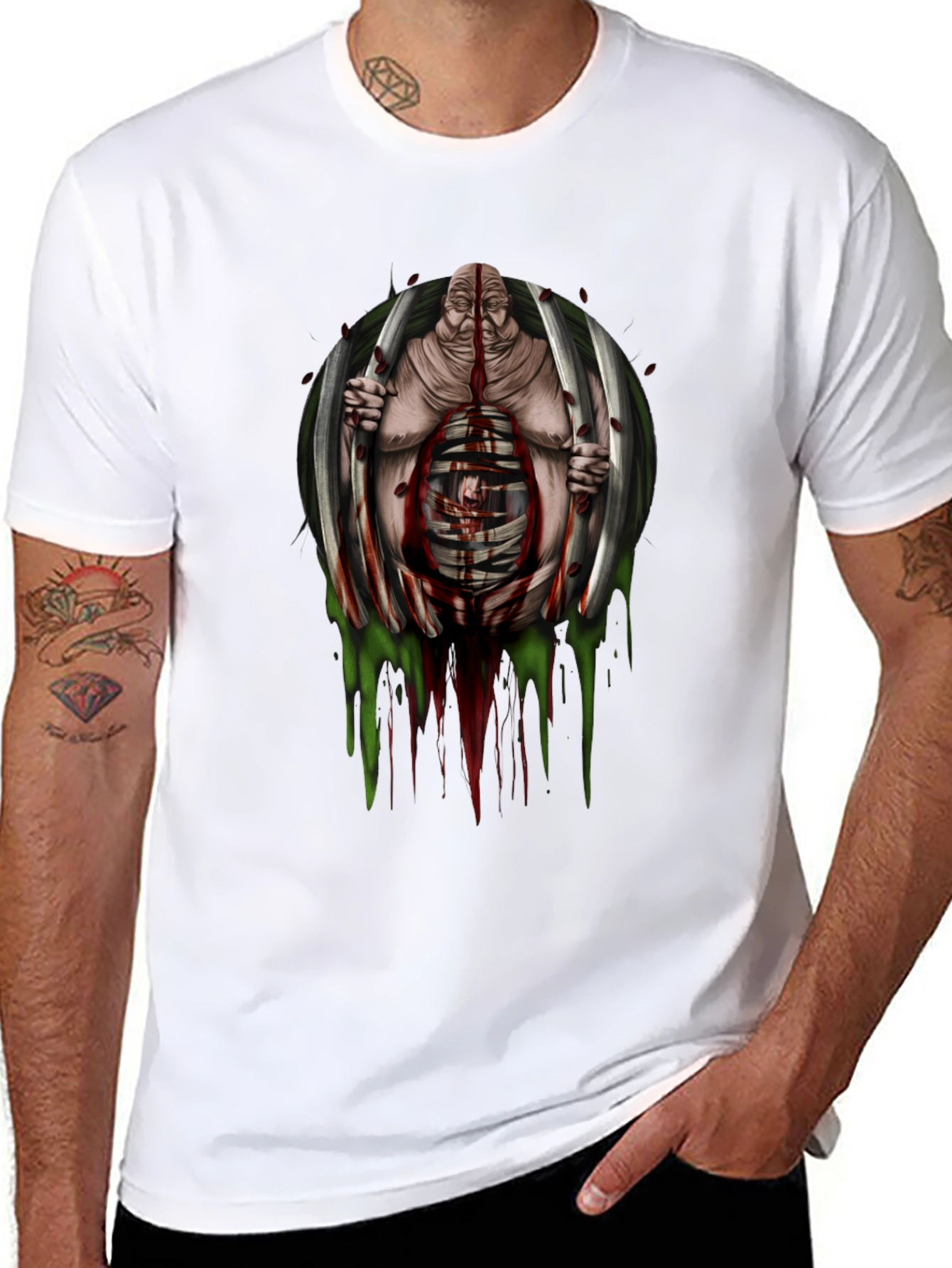 Gothic Horror T-Shirt - Caged Monstrosity Graphic Tee