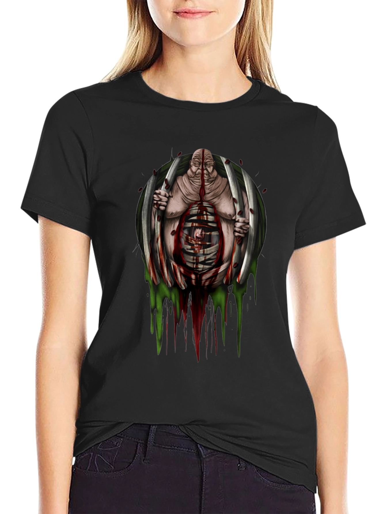 Gothic Horror T-Shirt - Caged Monstrosity Graphic Tee