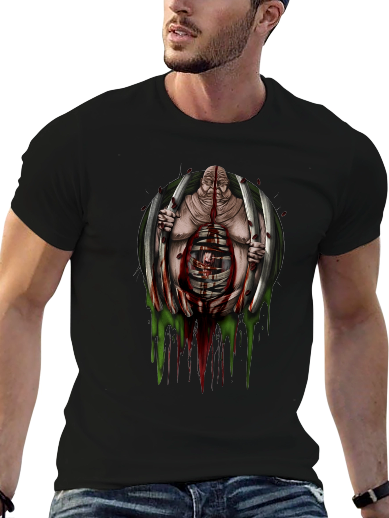 Gothic Horror T-Shirt - Caged Monstrosity Graphic Tee