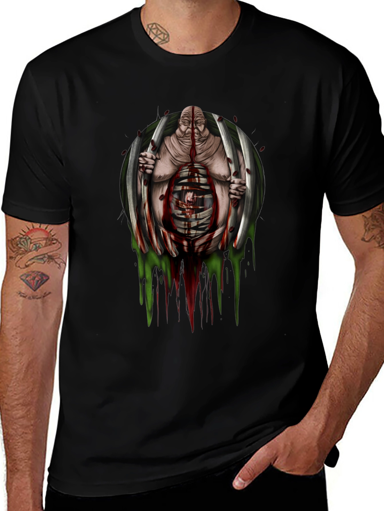 Gothic Horror T-Shirt - Caged Monstrosity Graphic Tee