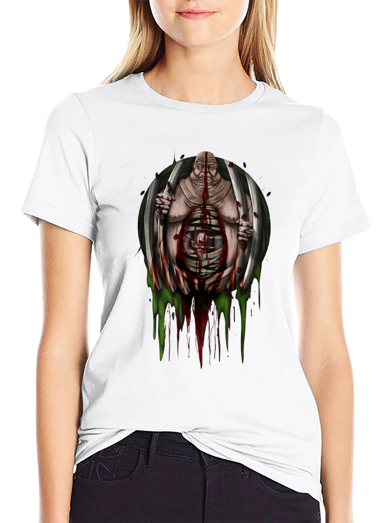 Gothic Horror T-Shirt - Caged Monstrosity Graphic Tee