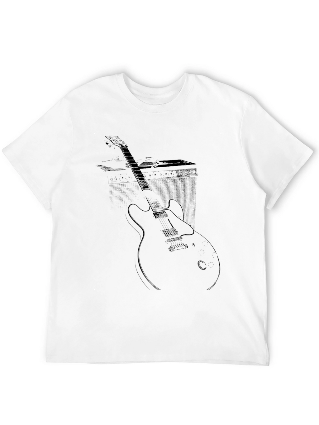 Electric Guitar Graphic Tee - Black Cotton T-Shirt
