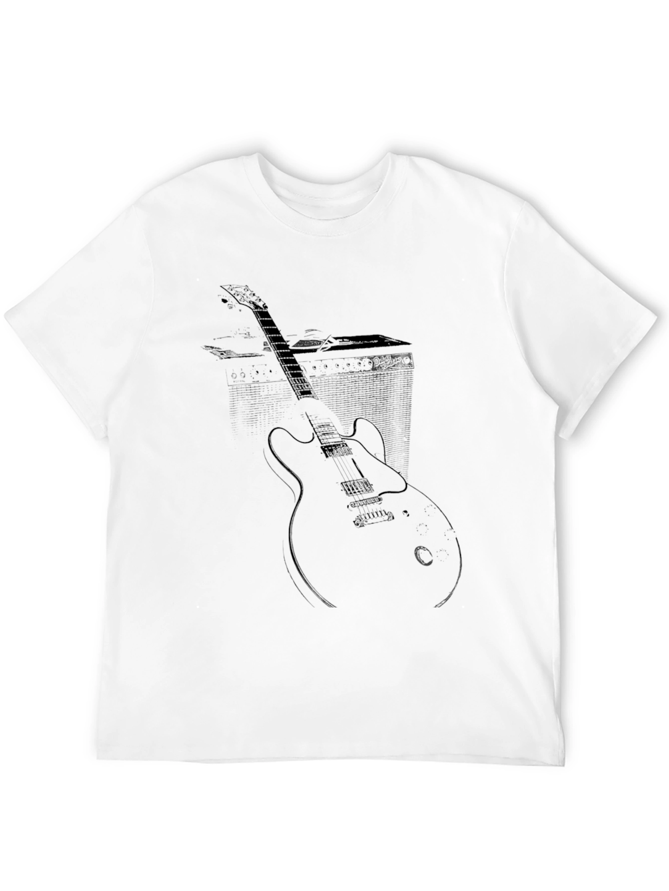 Electric Guitar Graphic Tee - Black Cotton T-Shirt