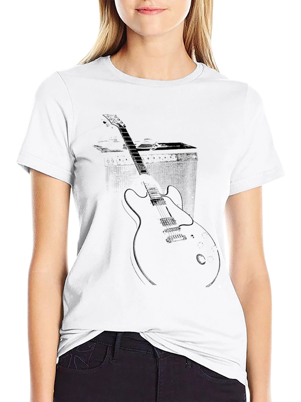 Electric Guitar Graphic Tee - Black Cotton T-Shirt