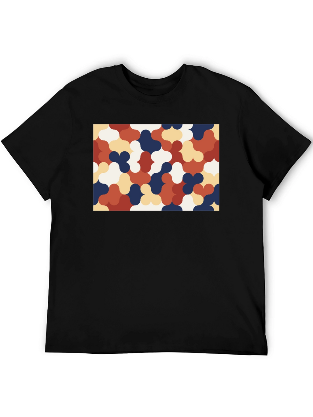Retro Pattern Black T-Shirt
