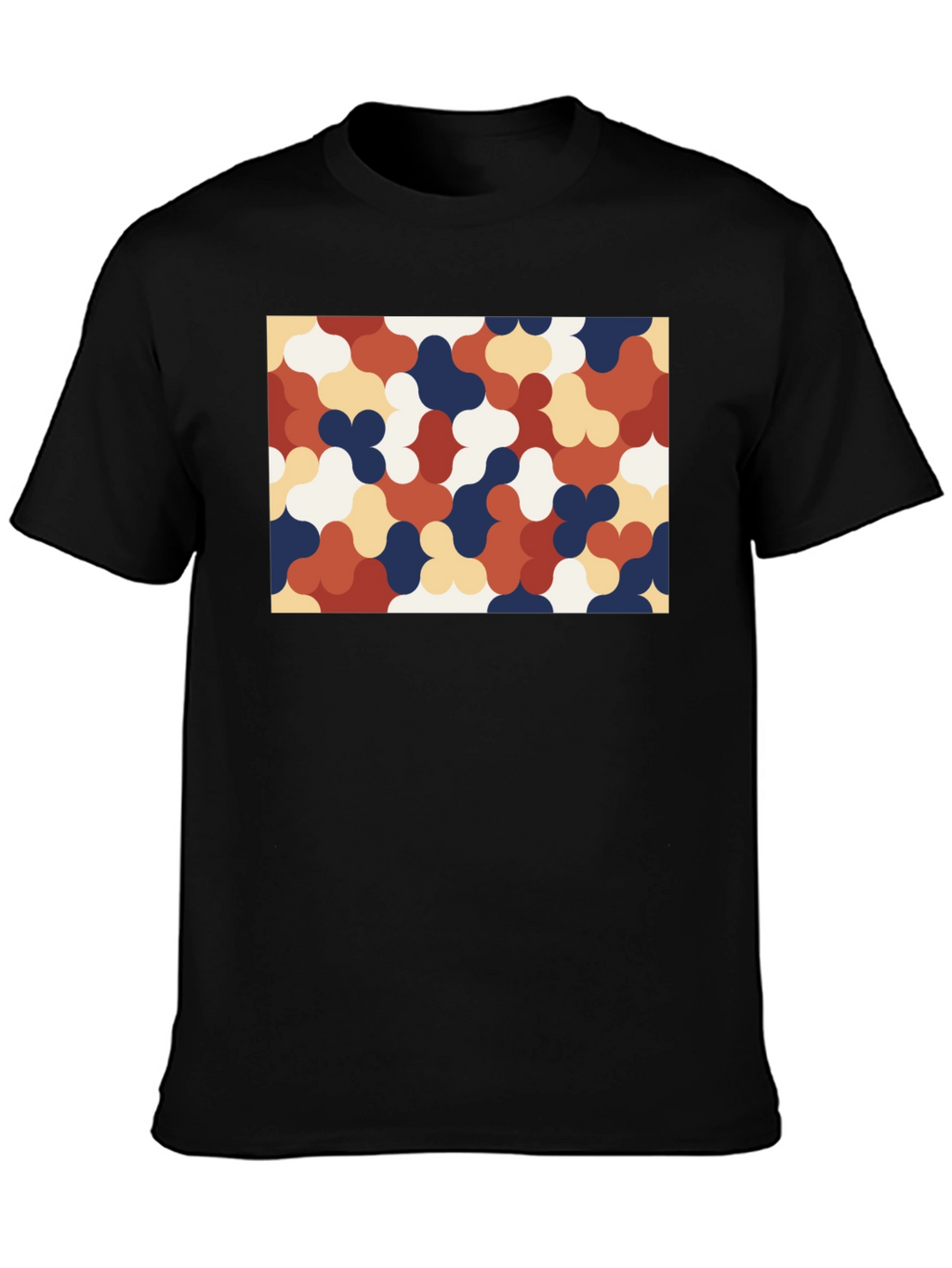 Retro Pattern Black T-Shirt