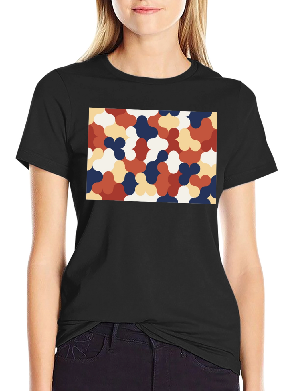 Retro Pattern Black T-Shirt