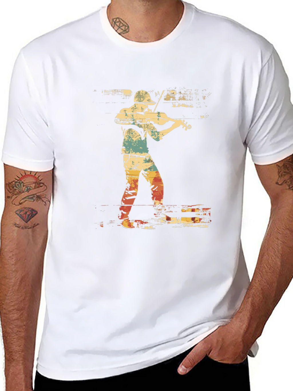 Violinist Graphic Tee - Retro Style Music Shirt