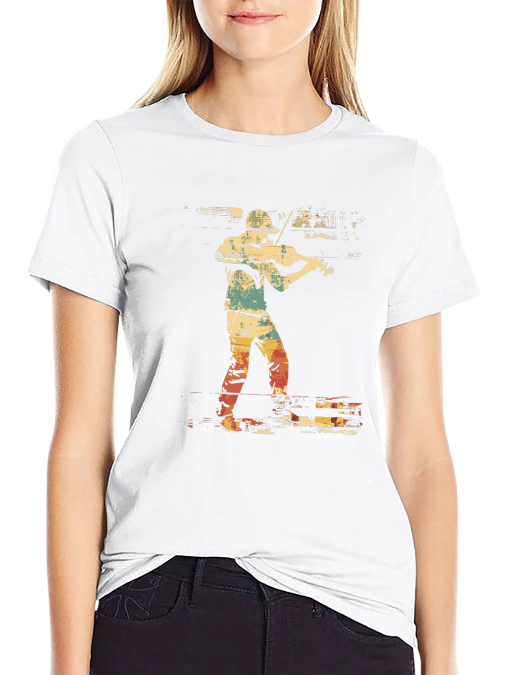 Violinist Graphic Tee - Retro Style Music Shirt