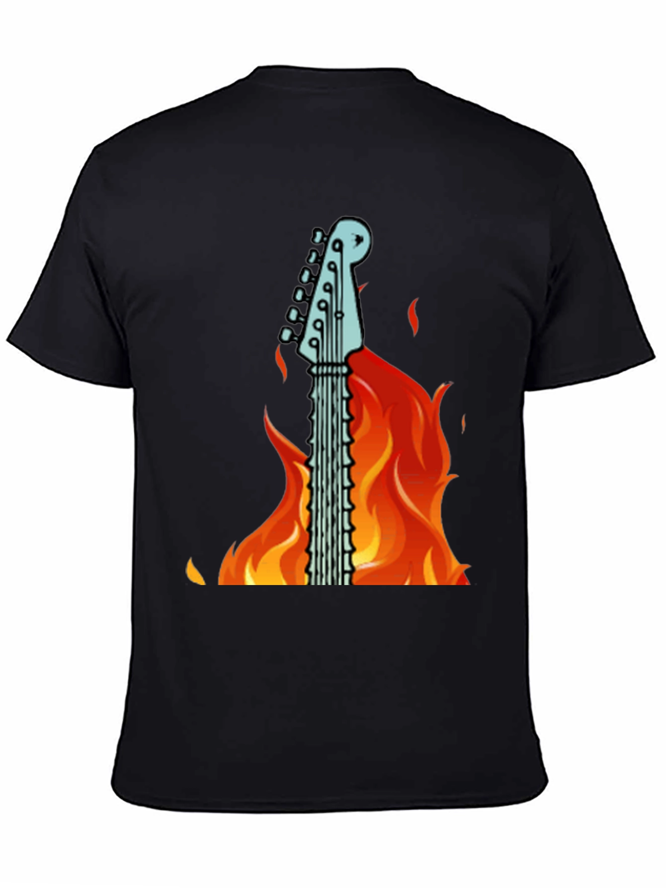 Flaming Guitar Graphic T-Shirt - Rock On!
