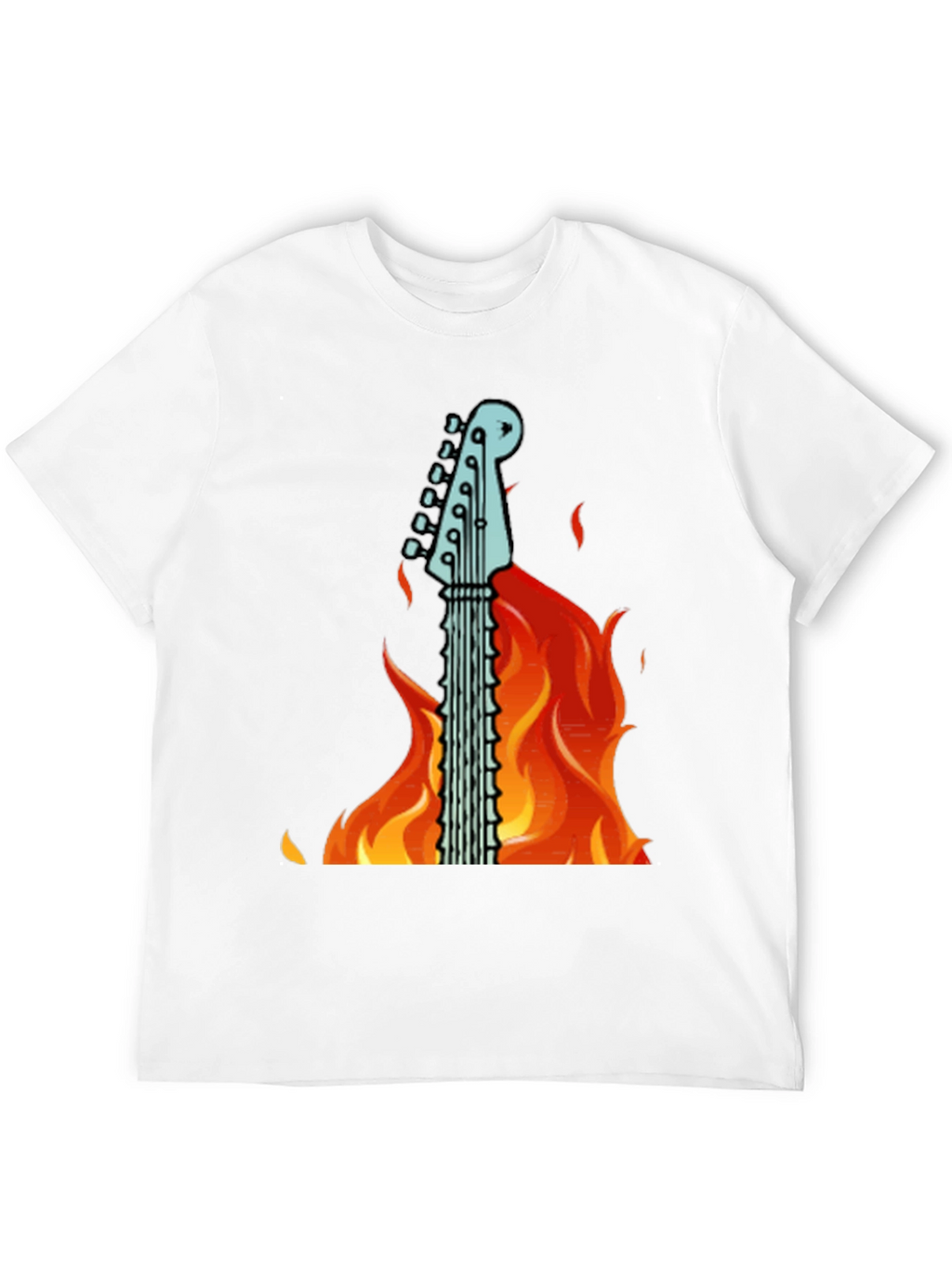 Flaming Guitar Graphic T-Shirt - Rock On!