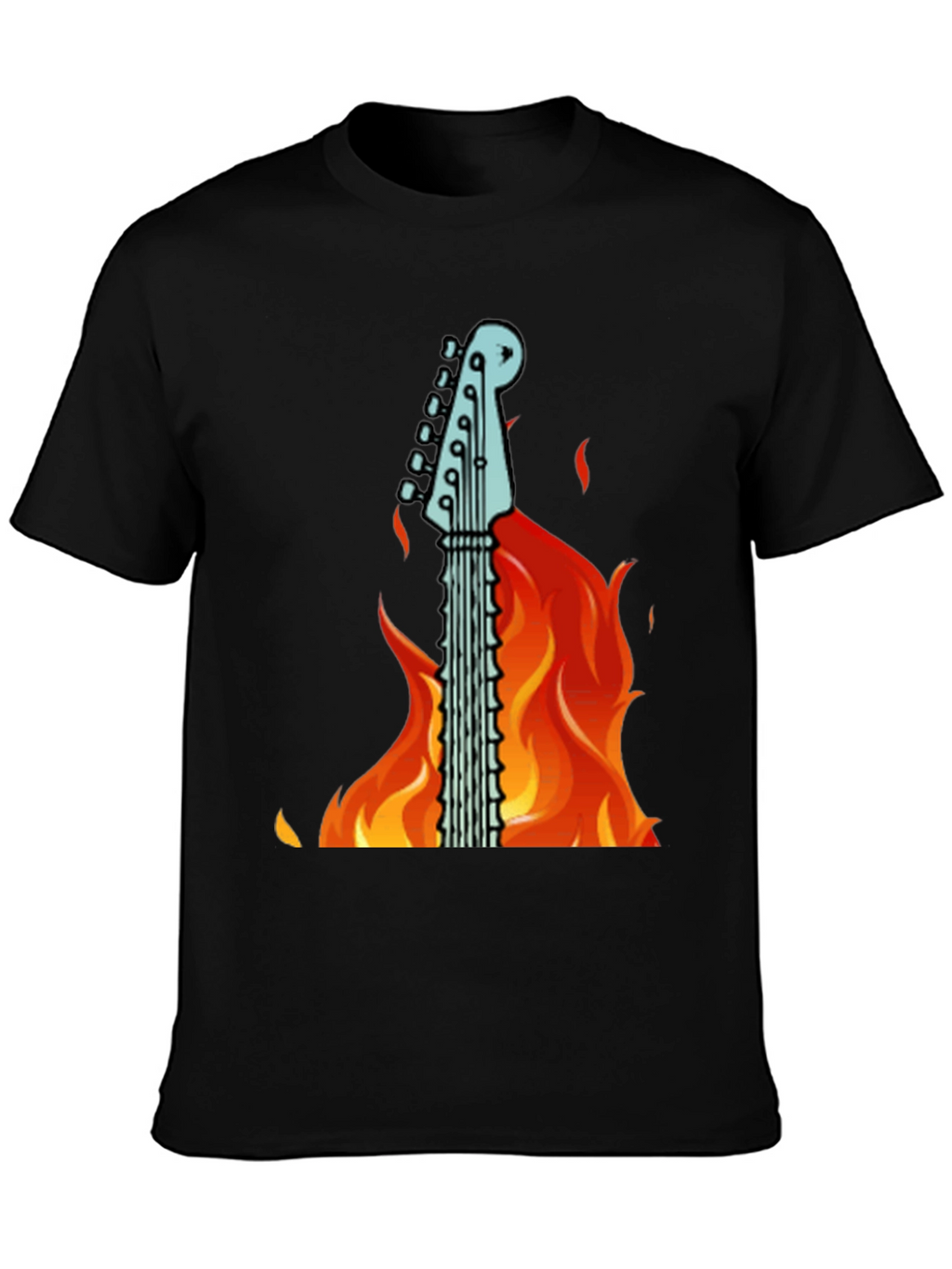 Flaming Guitar Graphic T-Shirt - Rock On!