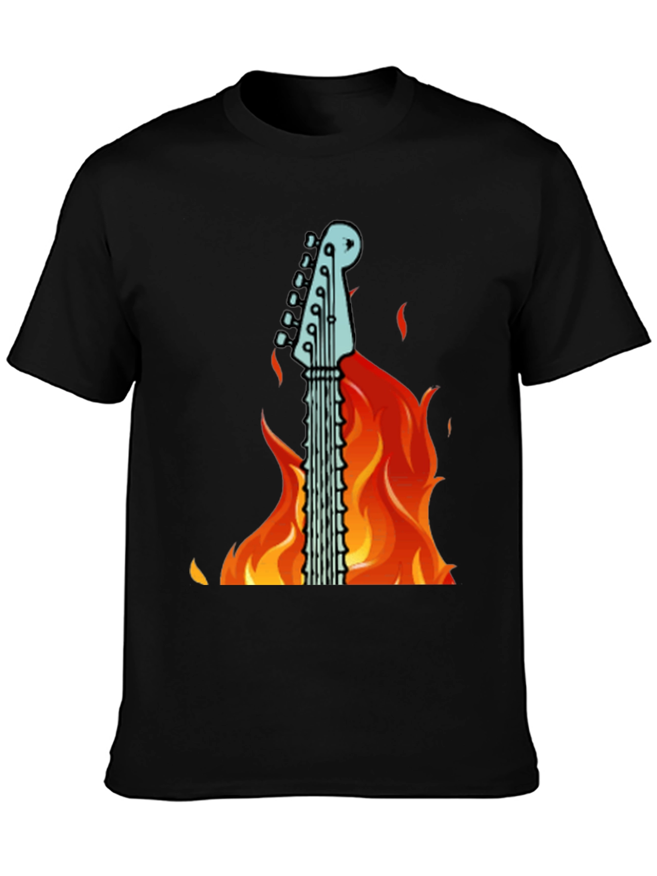 Flaming Guitar Graphic T-Shirt - Rock On!
