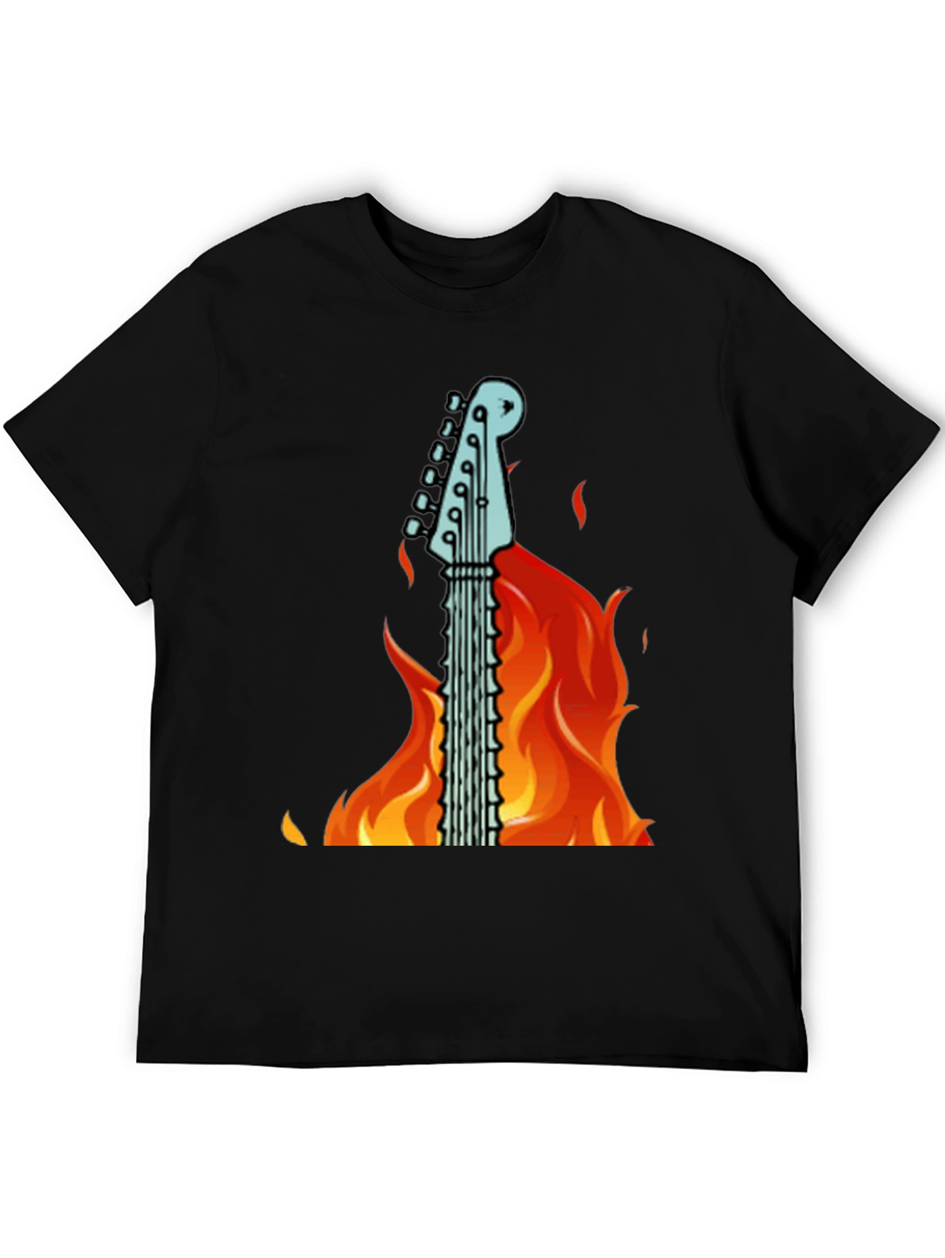 Flaming Guitar Graphic T-Shirt - Rock On!