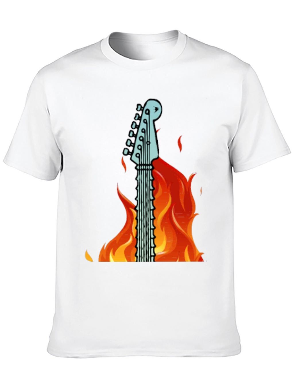 Flaming Guitar Graphic T-Shirt - Rock On!