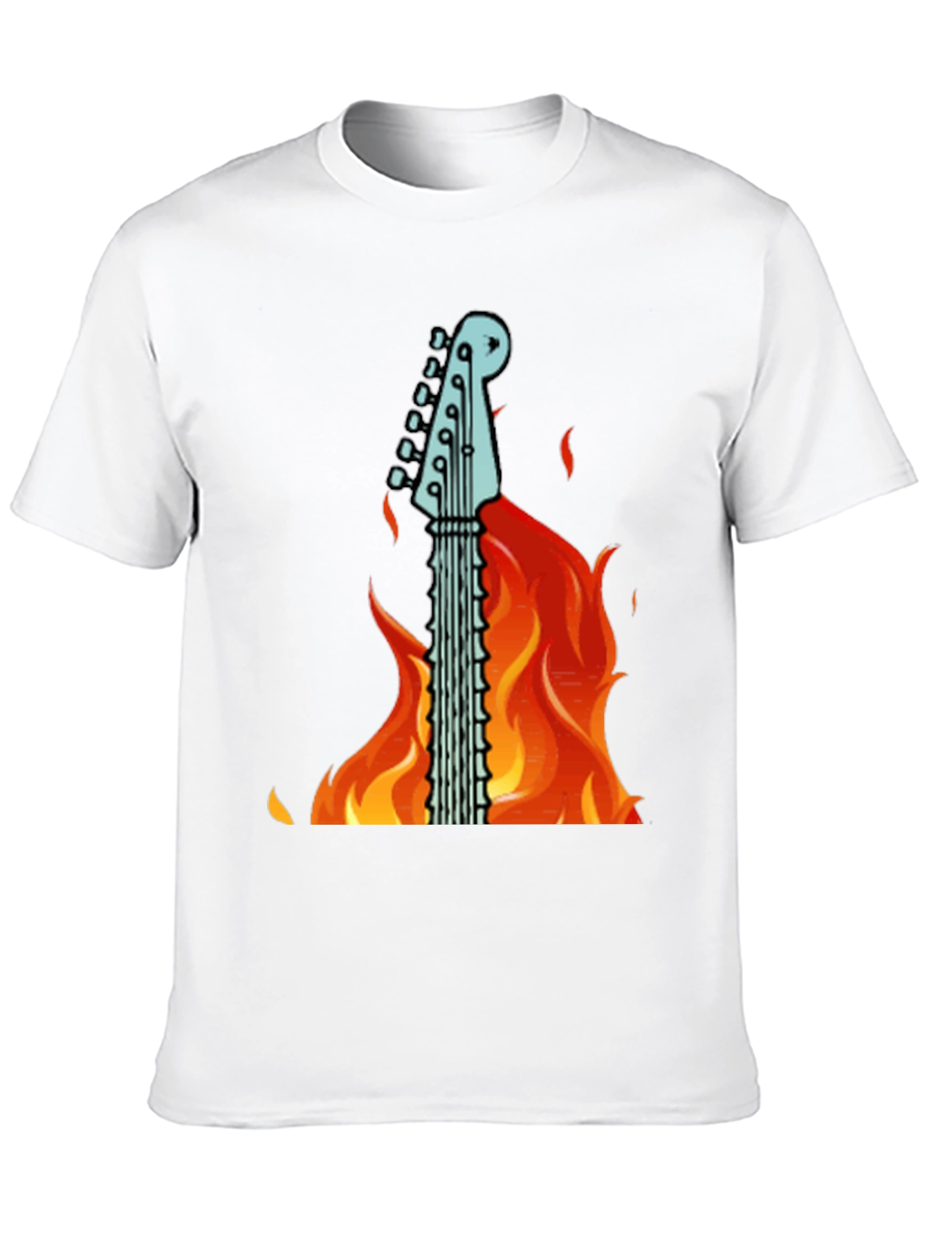 Flaming Guitar Graphic T-Shirt - Rock On!