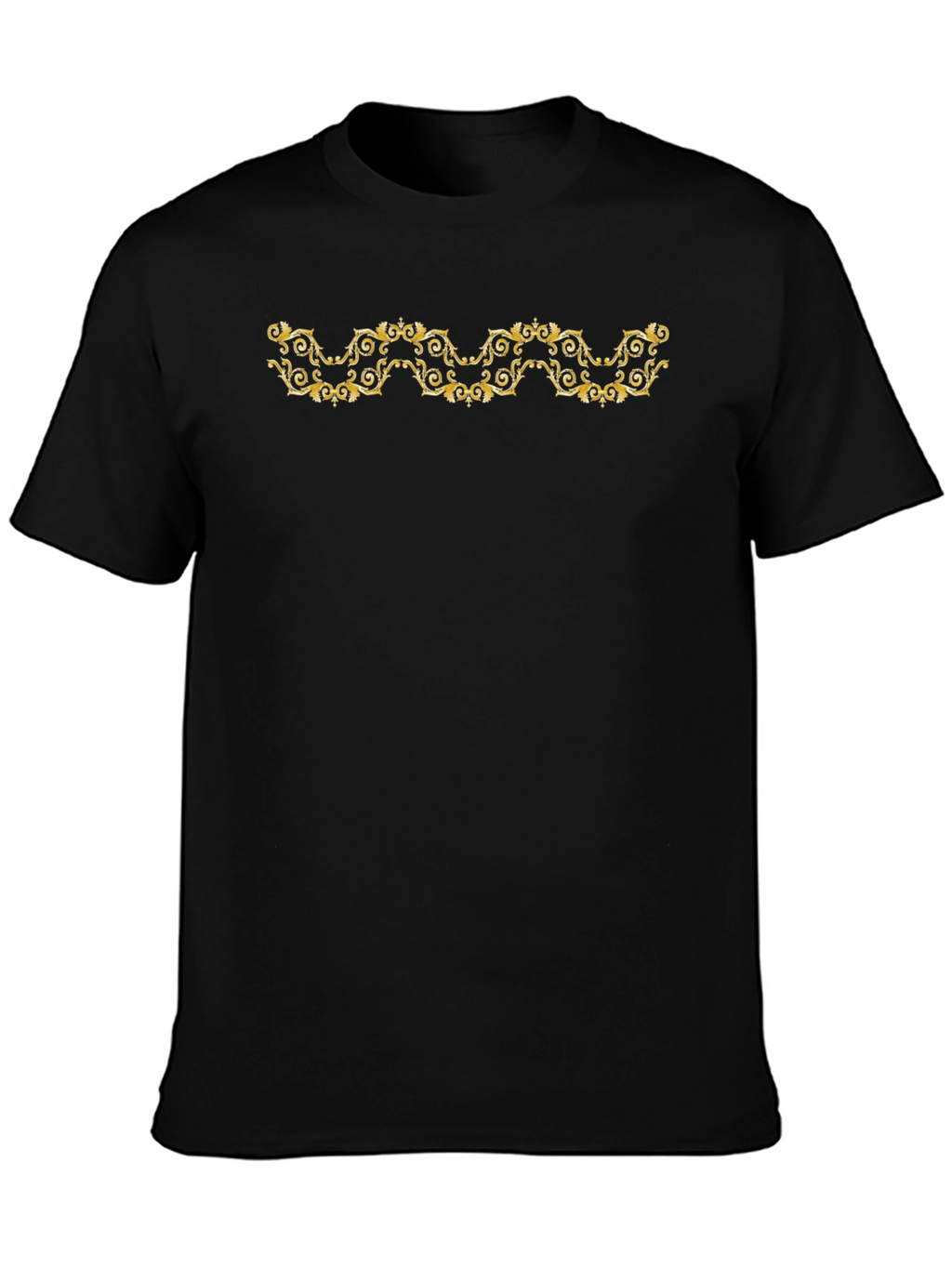 Elegant Gold Scroll Black T-Shirt