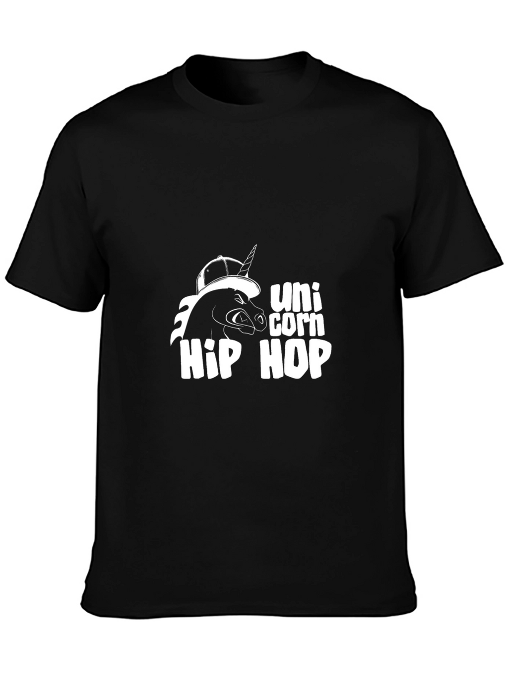 Unicorn Hip Hop Graphic Black T-Shirt