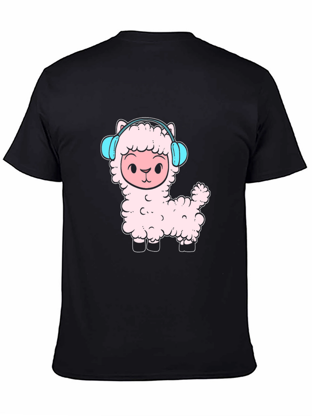 Llama Headphones Black T-Shirt
