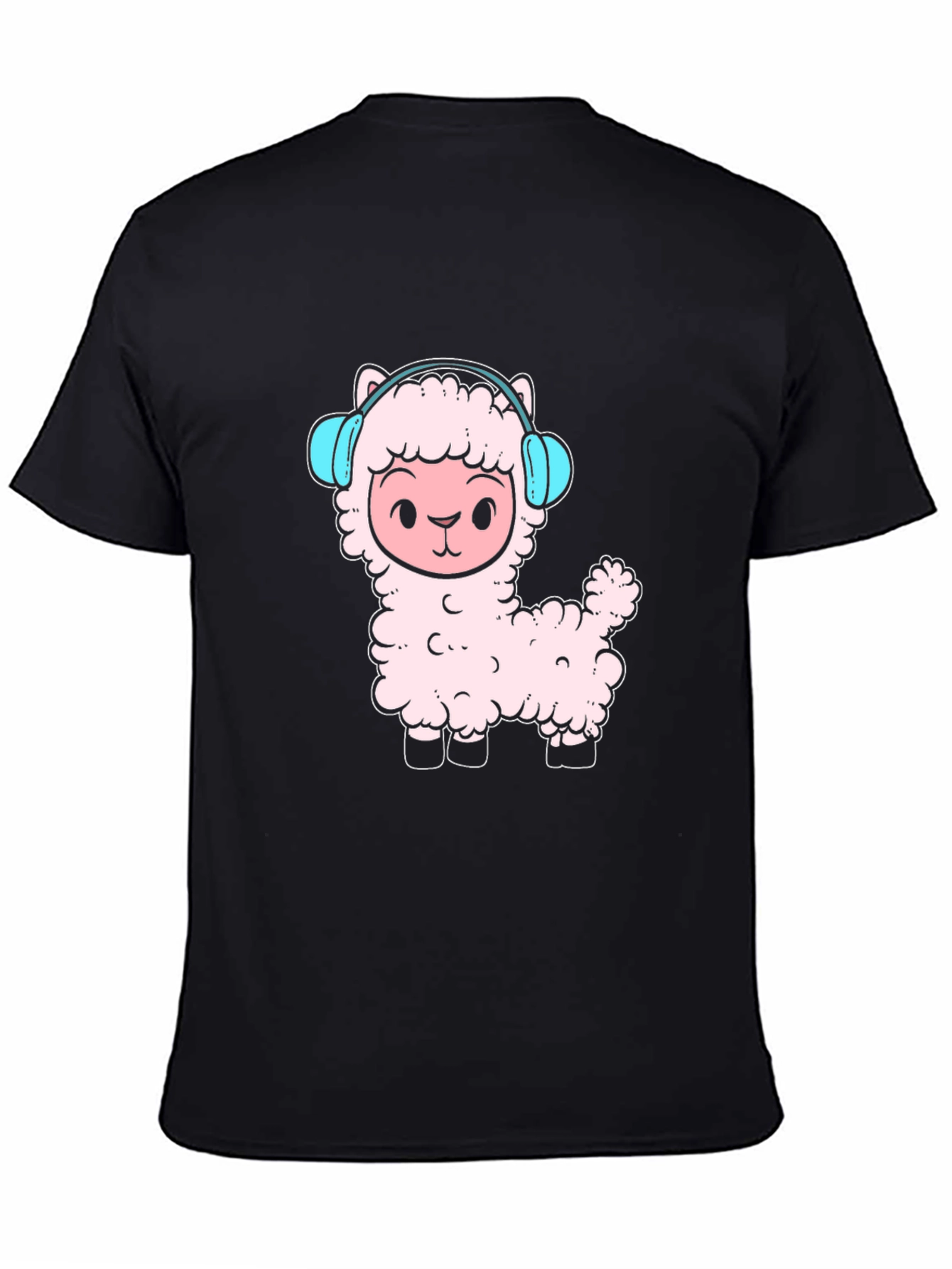 Llama Headphones Black T-Shirt