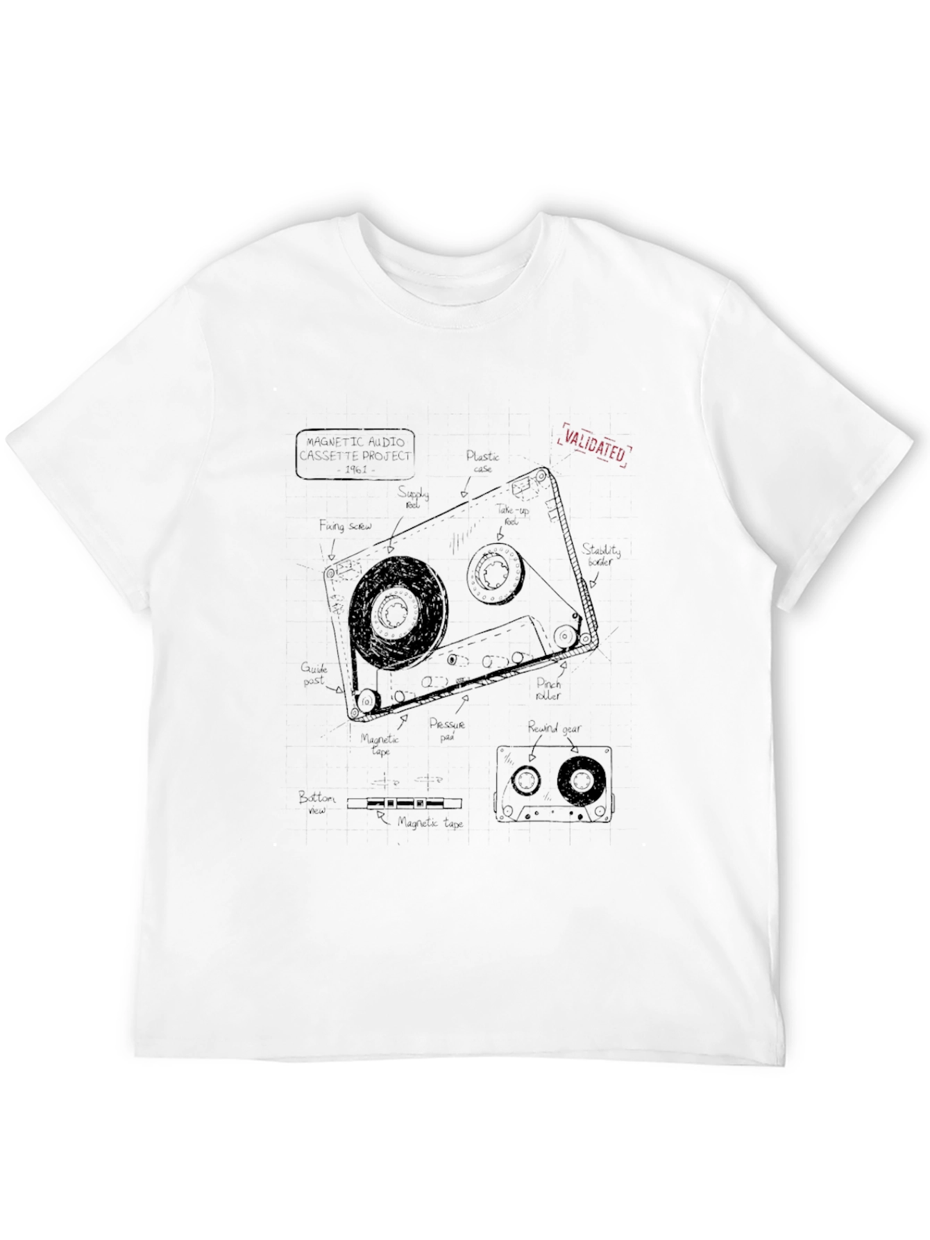 Cassette Tape Anatomy T-Shirt - Vintage Style