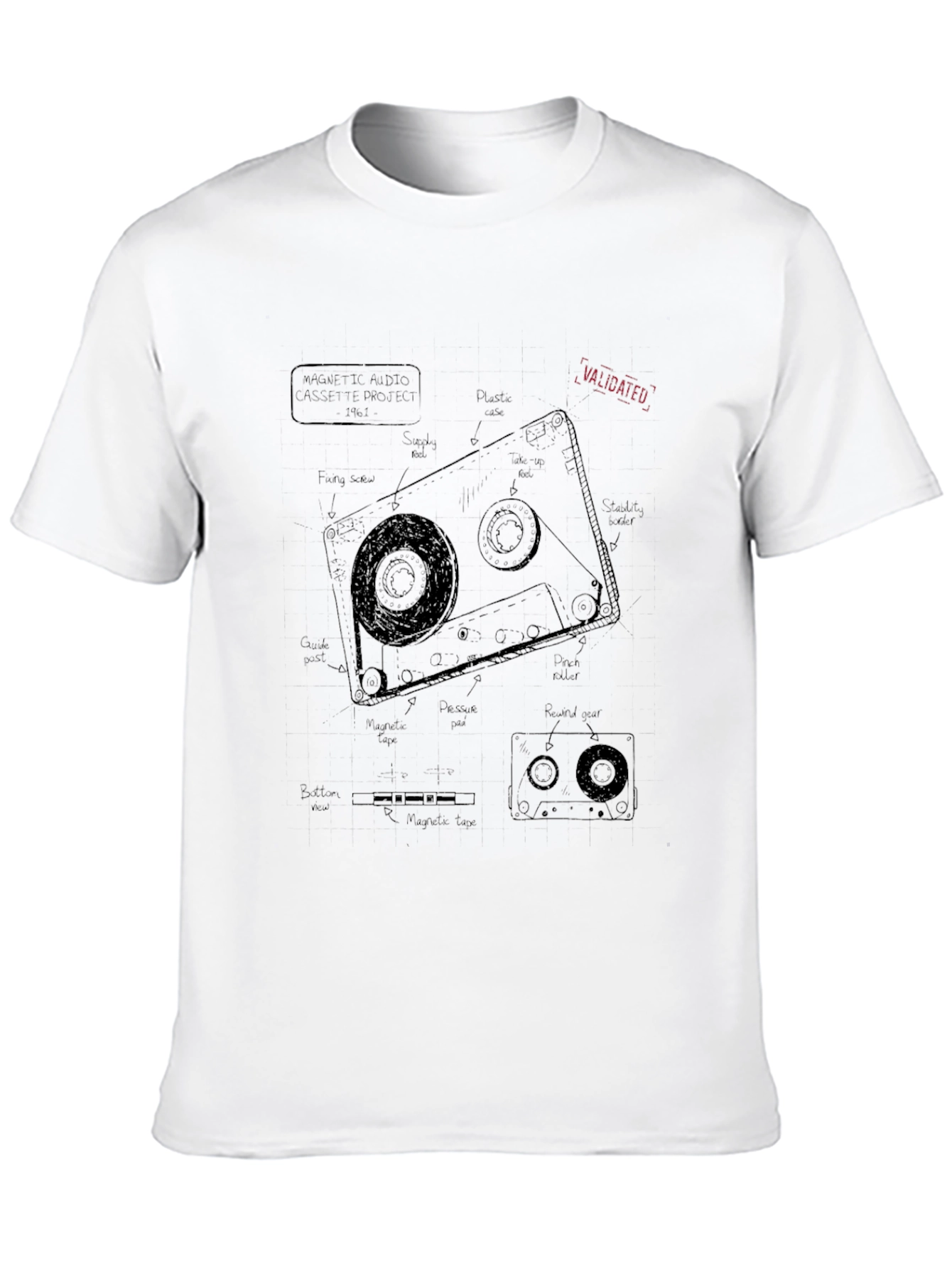 Cassette Tape Anatomy T-Shirt - Vintage Style