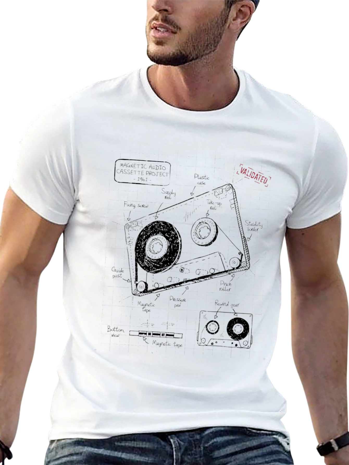 Cassette Tape Anatomy T-Shirt - Vintage Style