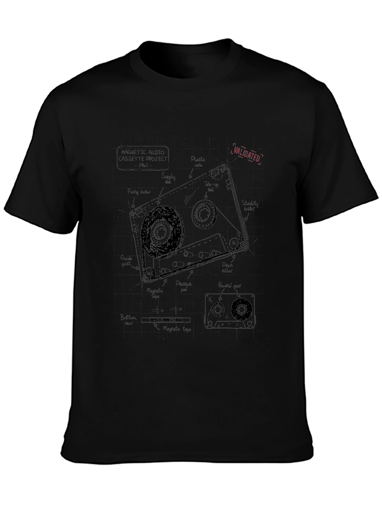 Cassette Tape Anatomy T-Shirt - Vintage Style
