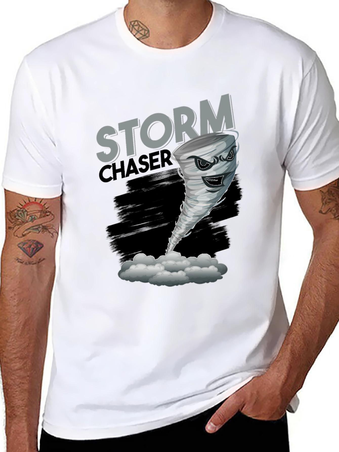 Storm Chaser Graphic Tee - Tornado Design Black T-Shirt