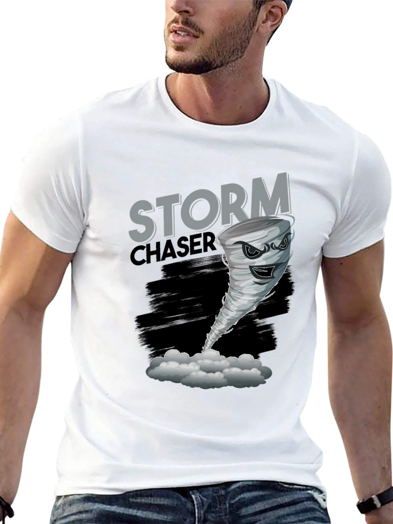 Storm Chaser Graphic Tee - Tornado Design Black T-Shirt