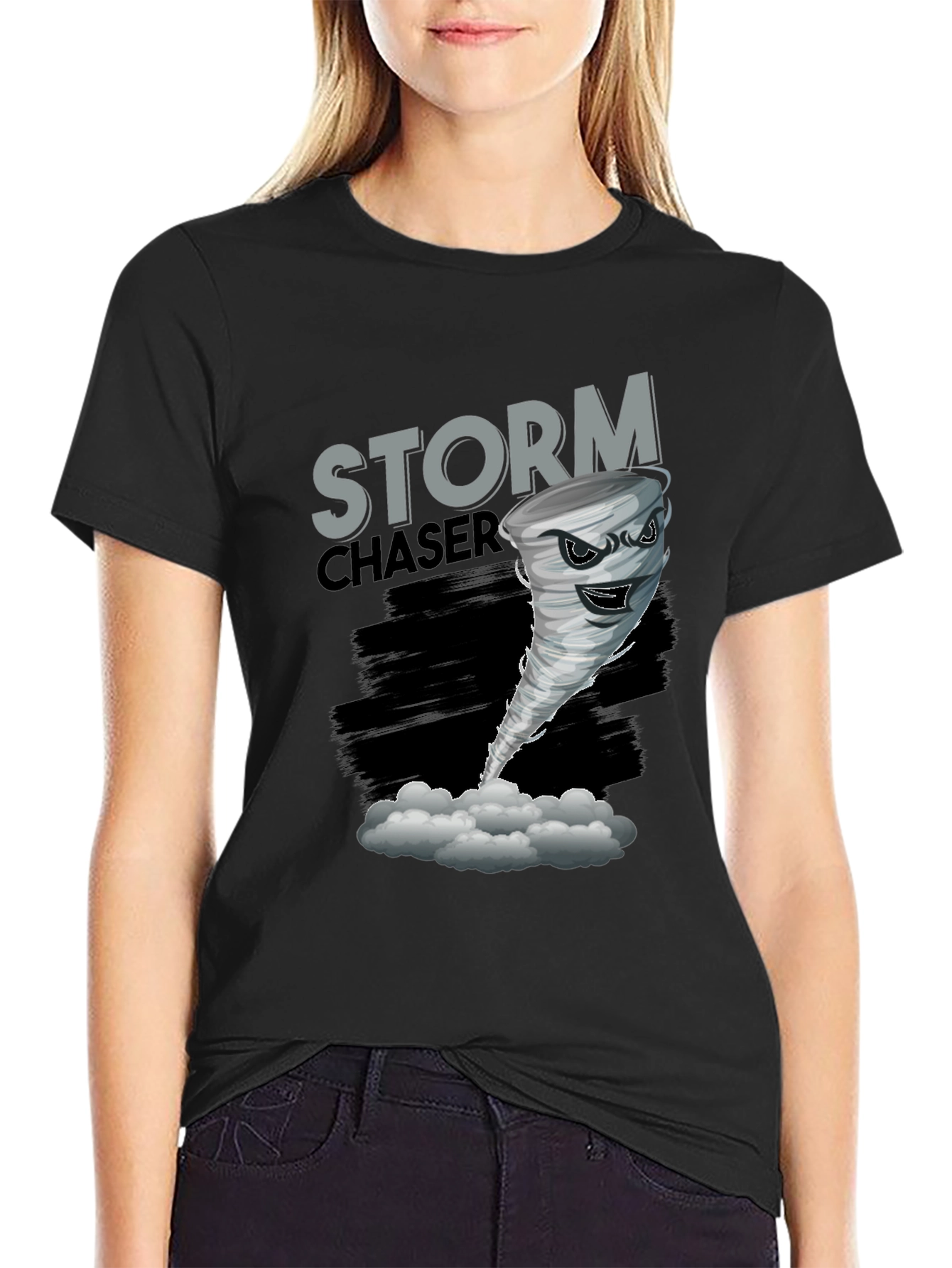 Storm Chaser Graphic Tee - Tornado Design Black T-Shirt