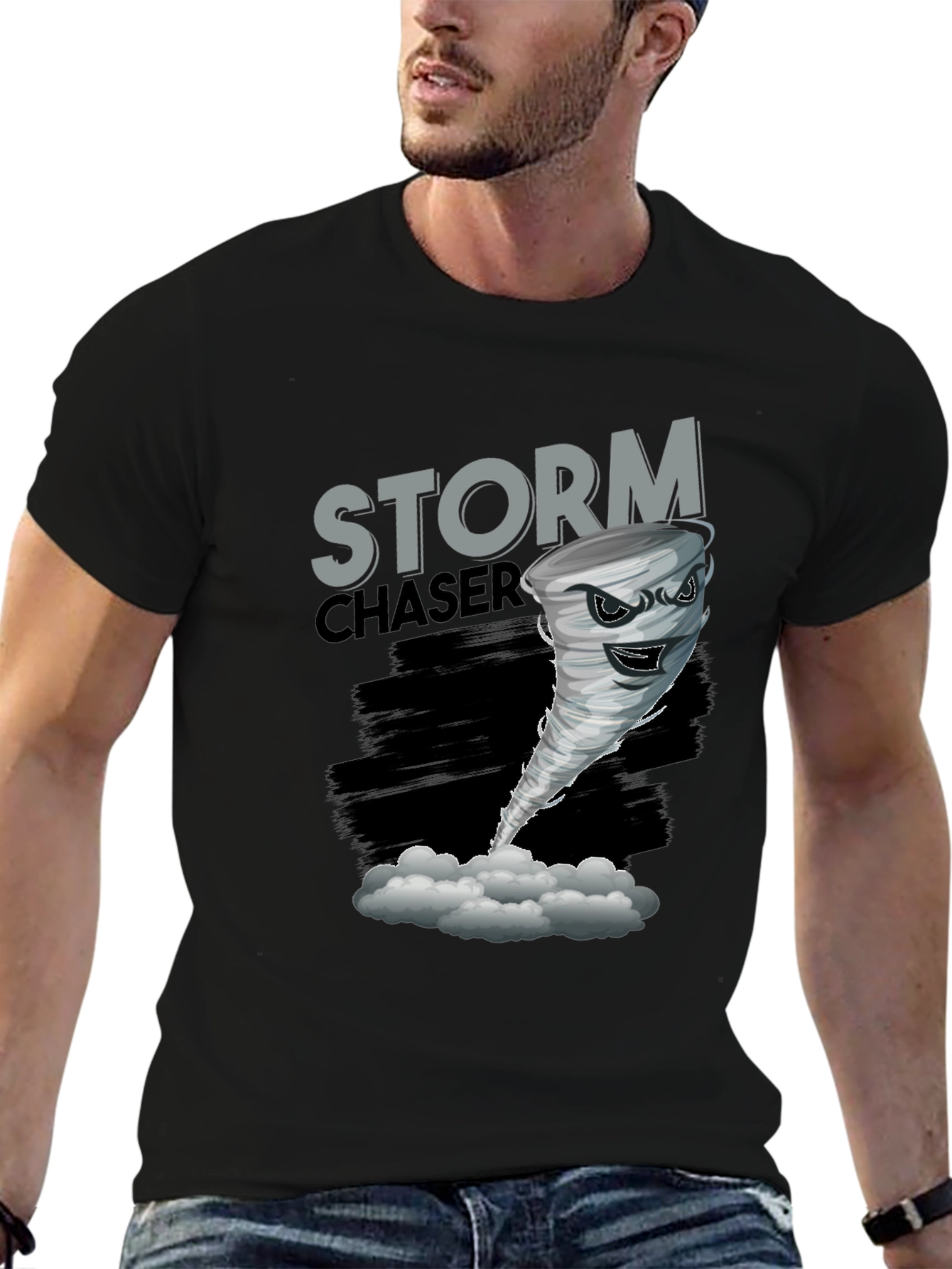 Storm Chaser Graphic Tee - Tornado Design Black T-Shirt