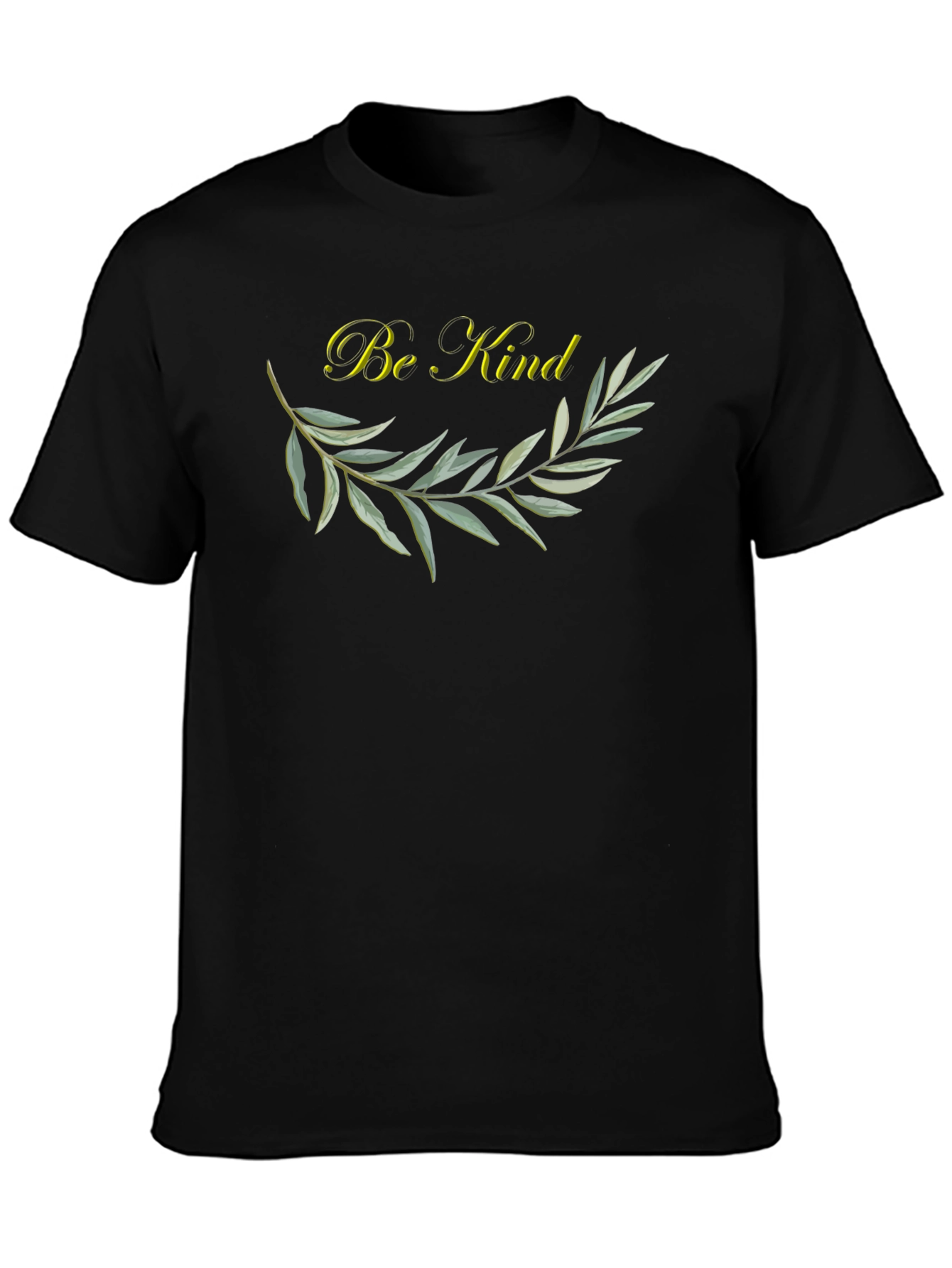 Be Kind Olive Branch Graphic Tee - Soft Black Cotton T-Shirt