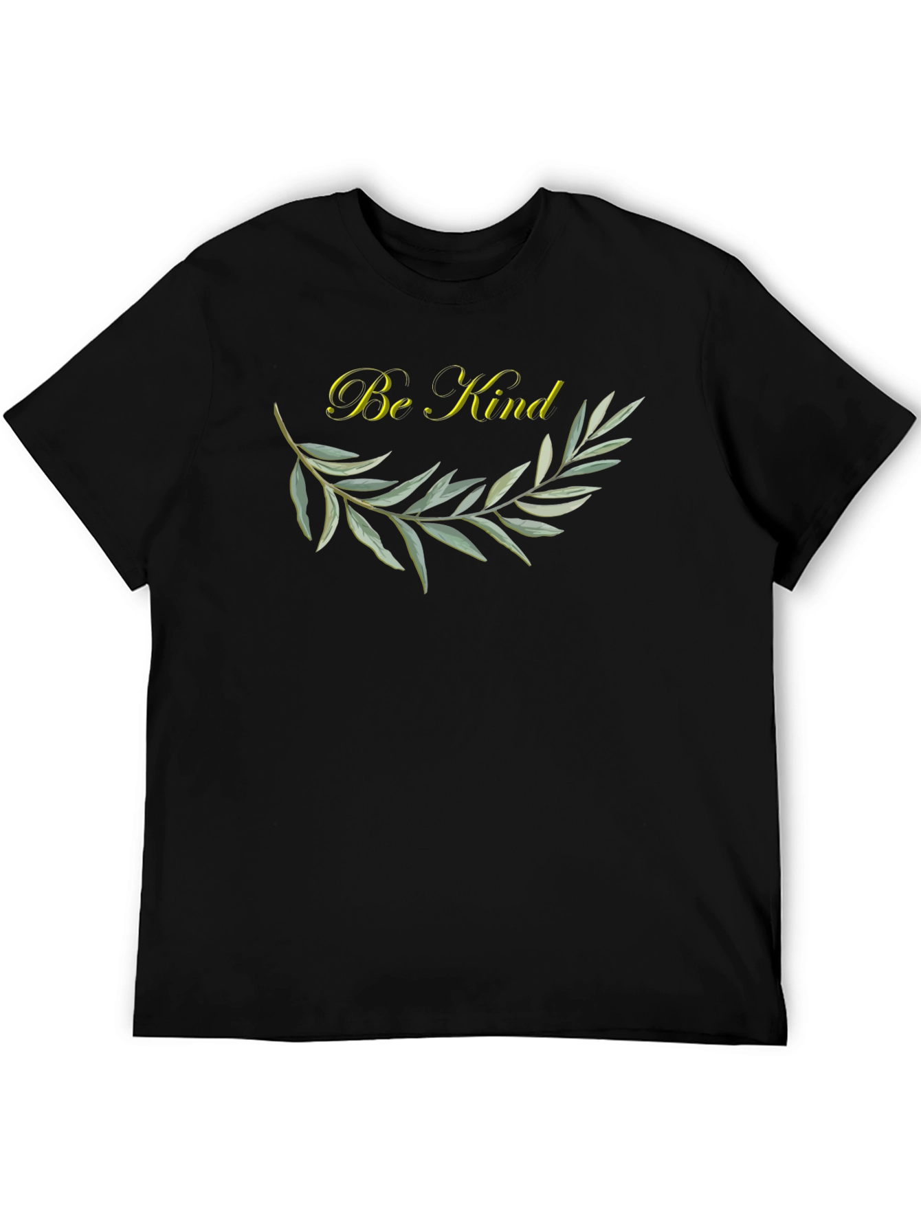 Be Kind Olive Branch Graphic Tee - Soft Black Cotton T-Shirt