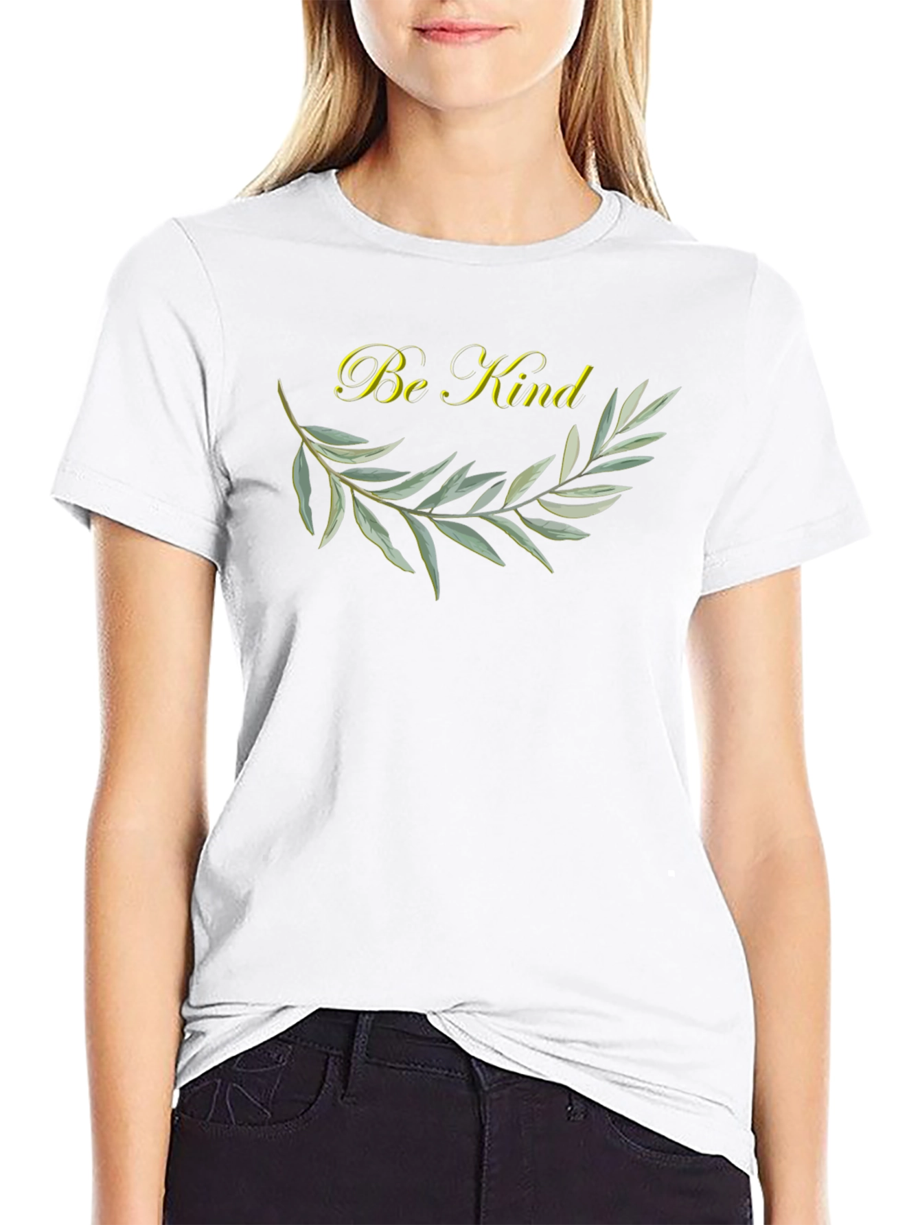 Be Kind Olive Branch Graphic Tee - Soft Black Cotton T-Shirt