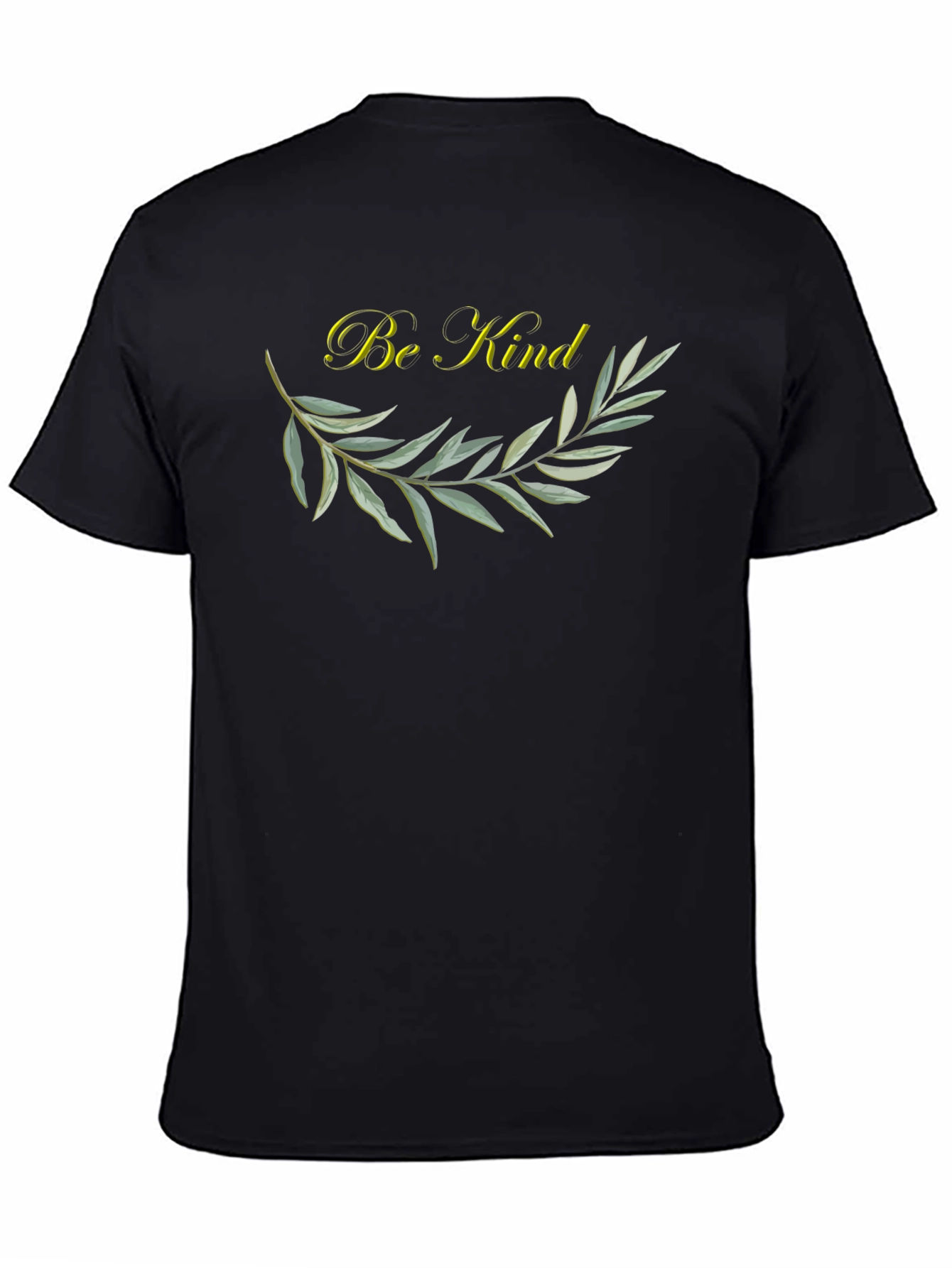 Be Kind Olive Branch Graphic Tee - Soft Black Cotton T-Shirt